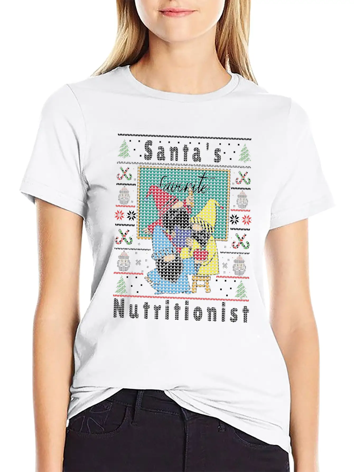 Santas Elfs Ugly Christmas Nutritionist Lightweight Cotton T-Shirt – Daily Comfort Graphic Shirt