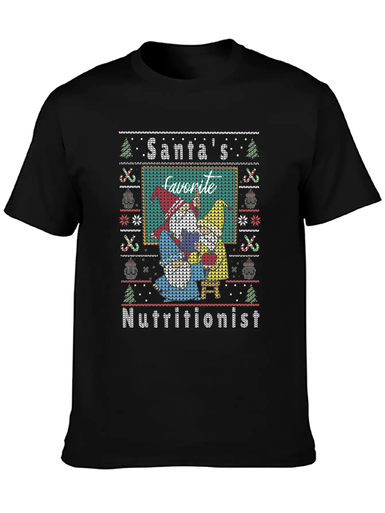 Santas Elfs Ugly Christmas Nutritionist Lightweight Cotton T-Shirt – Daily Comfort Graphic Shirt