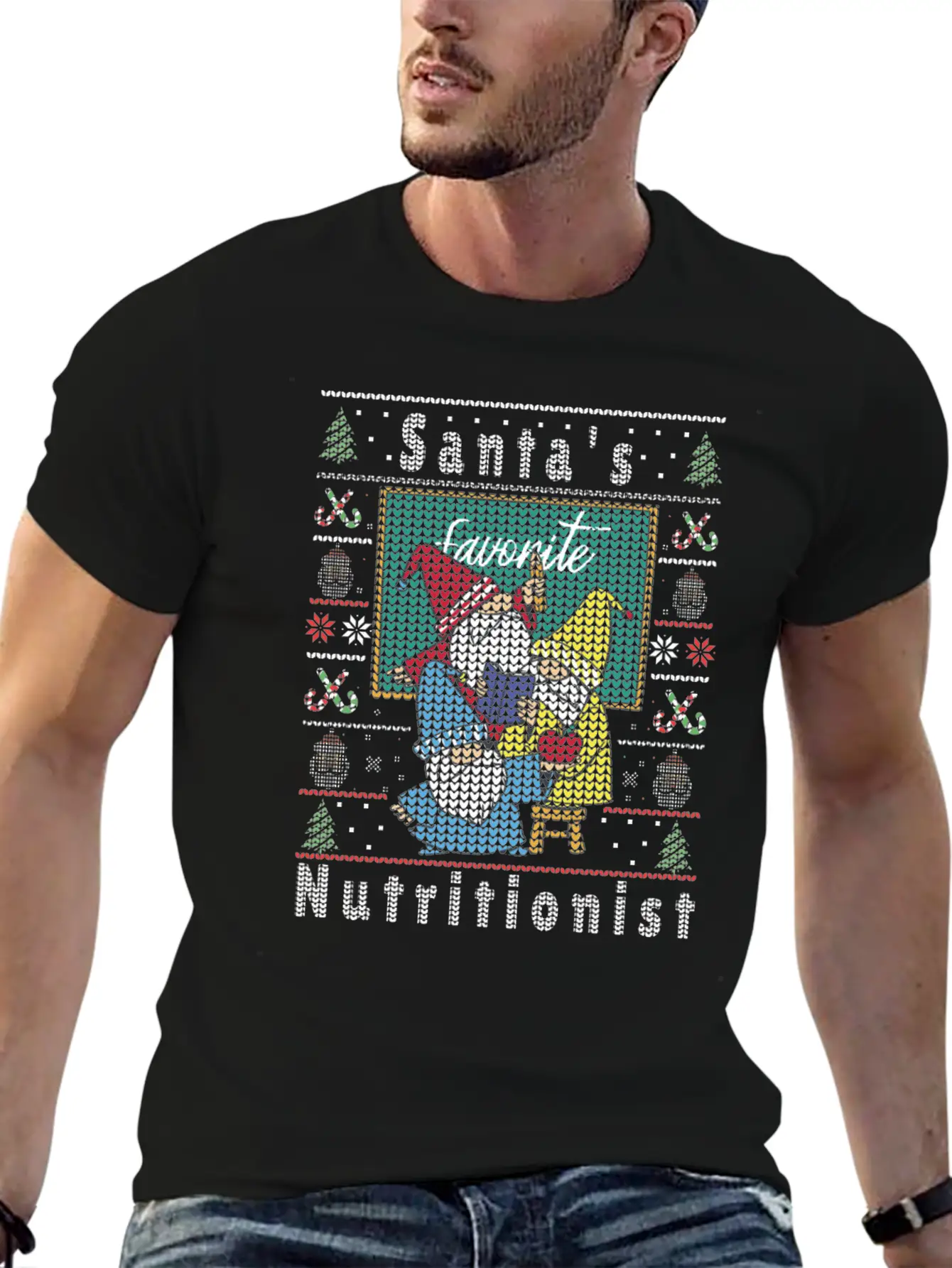 Santas Elfs Ugly Christmas Nutritionist Lightweight Cotton T-Shirt – Daily Comfort Graphic Shirt