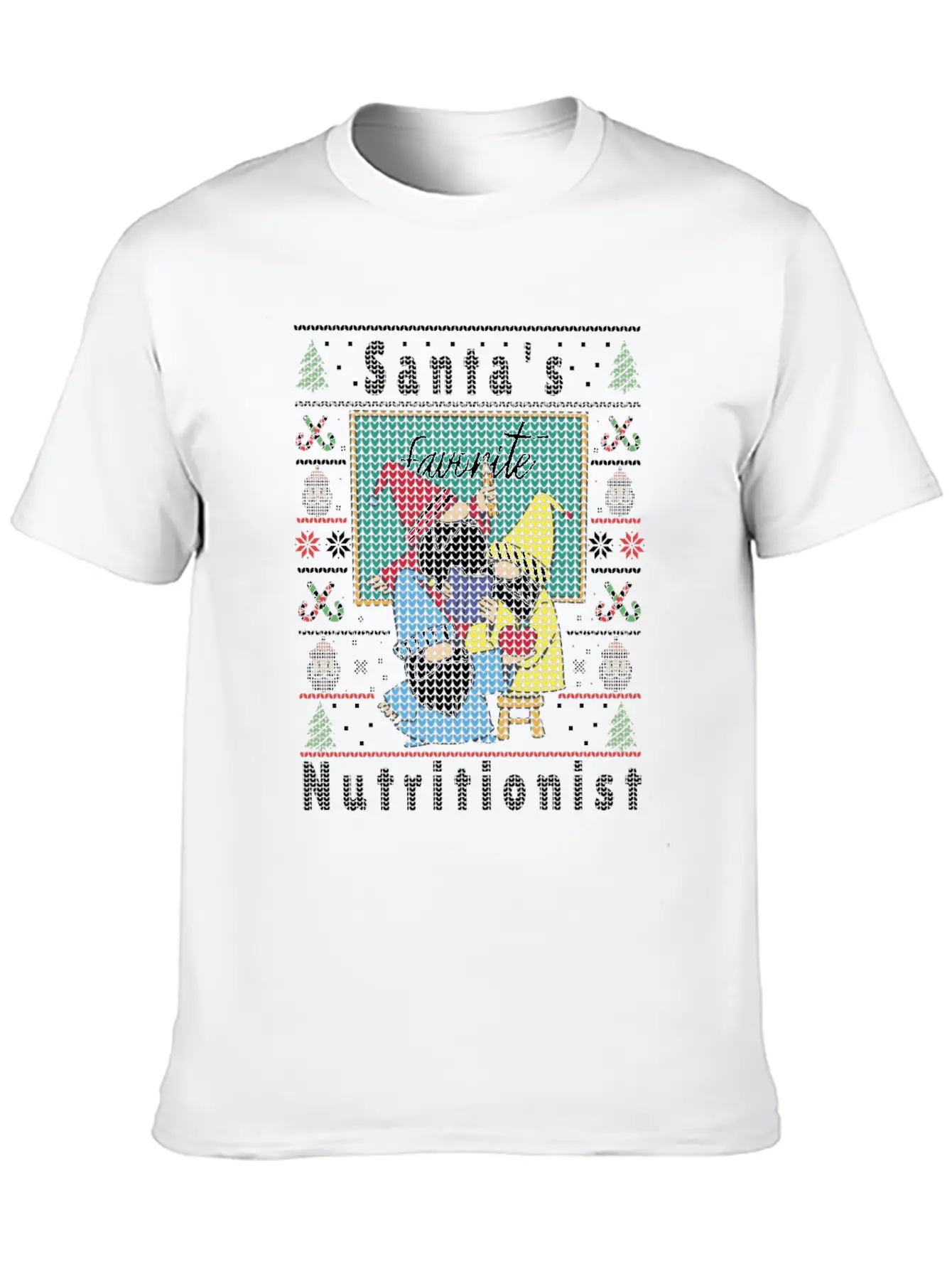 Santas Elfs Ugly Christmas Nutritionist Lightweight Cotton T-Shirt – Daily Comfort Graphic Shirt