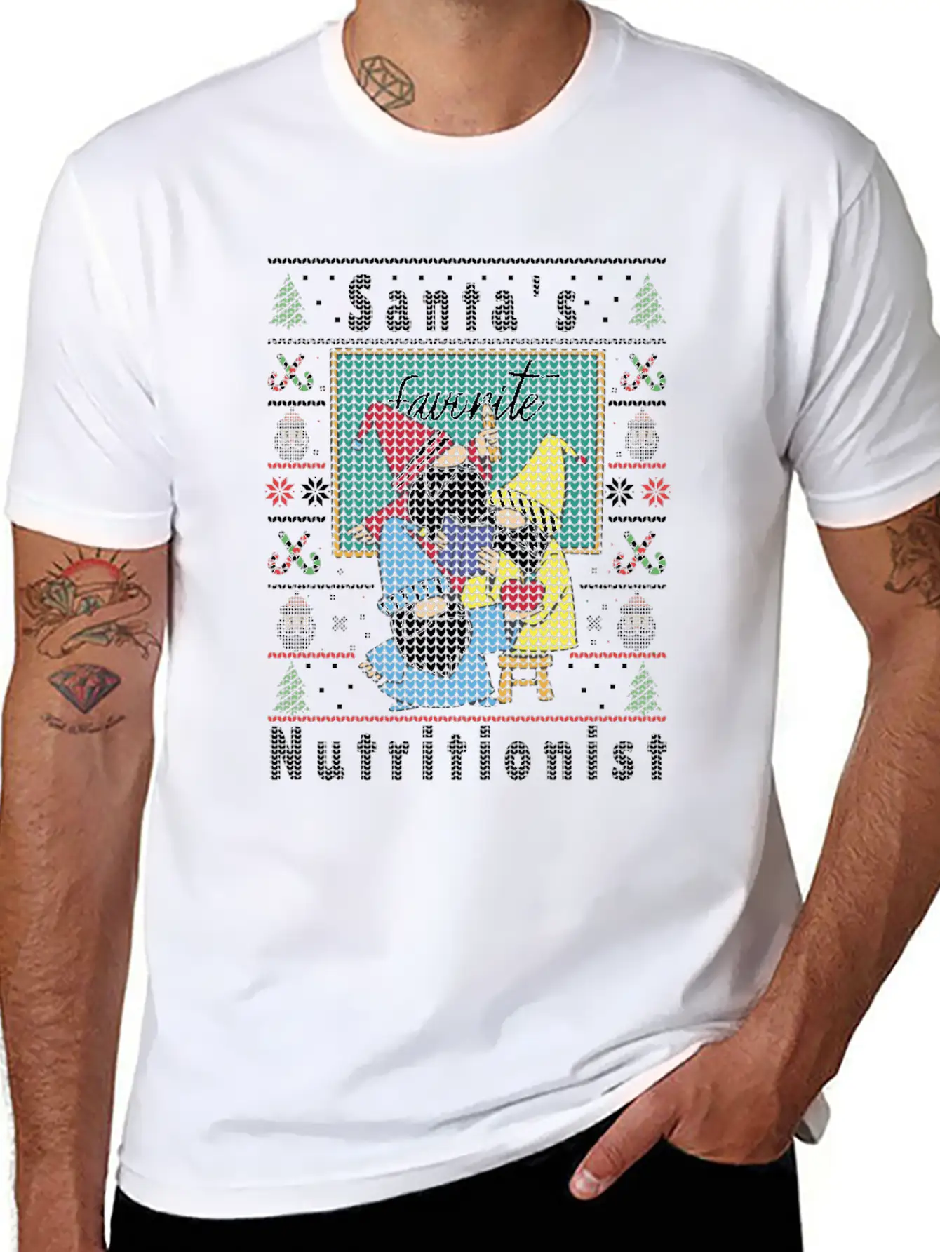 Santas Elfs Ugly Christmas Nutritionist Lightweight Cotton T-Shirt – Daily Comfort Graphic Shirt