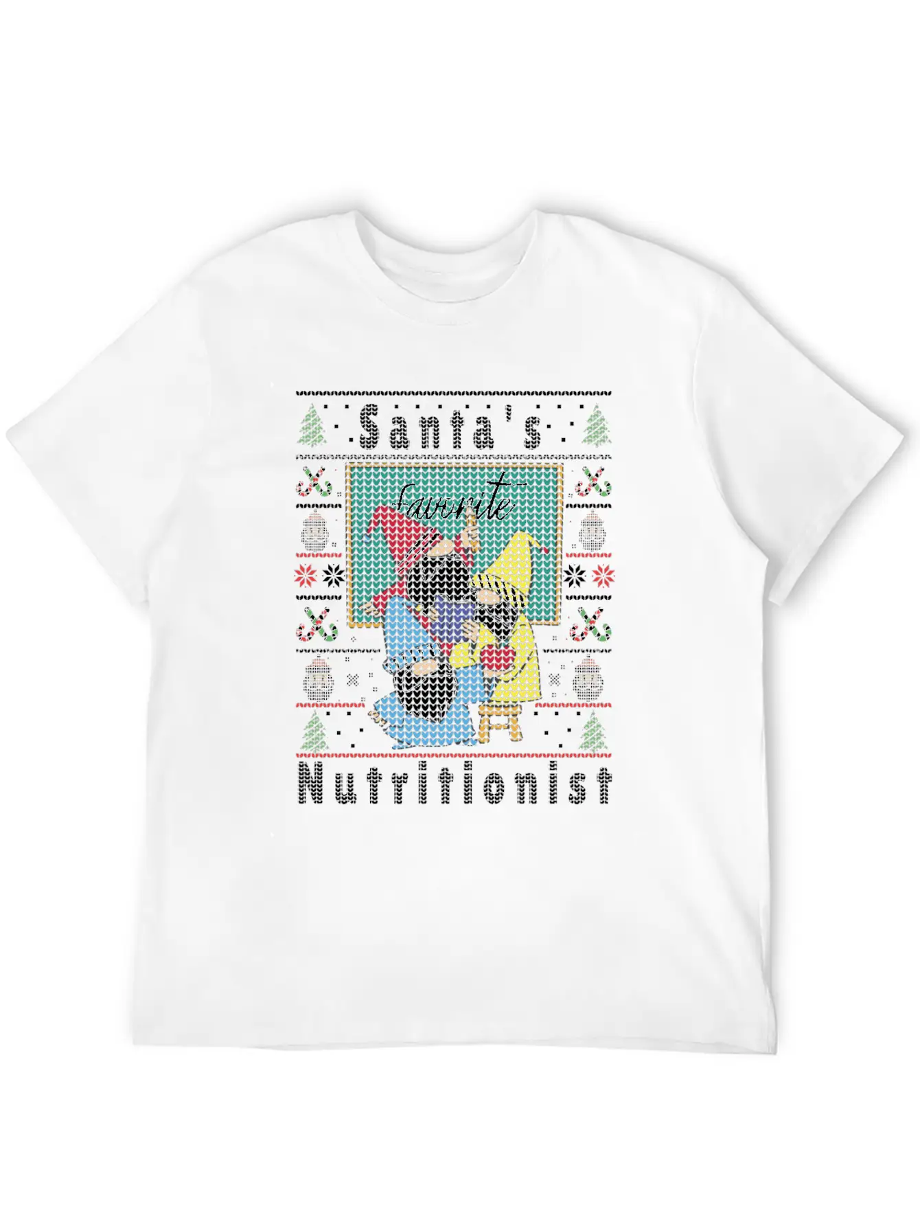 Santas Elfs Ugly Christmas Nutritionist Lightweight Cotton T-Shirt – Daily Comfort Graphic Shirt