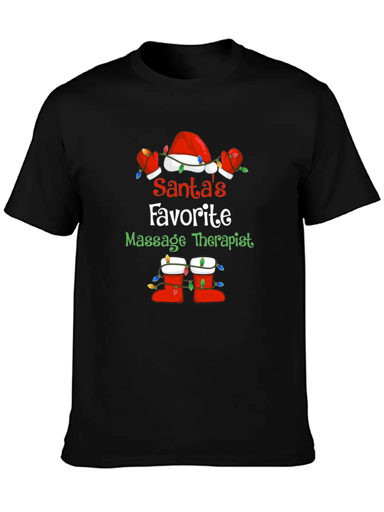 Santa's Favorite Massage Therapist Funny Christmas Lightweight Cotton T-Shirt – Daily Comfort Graphic Shirt