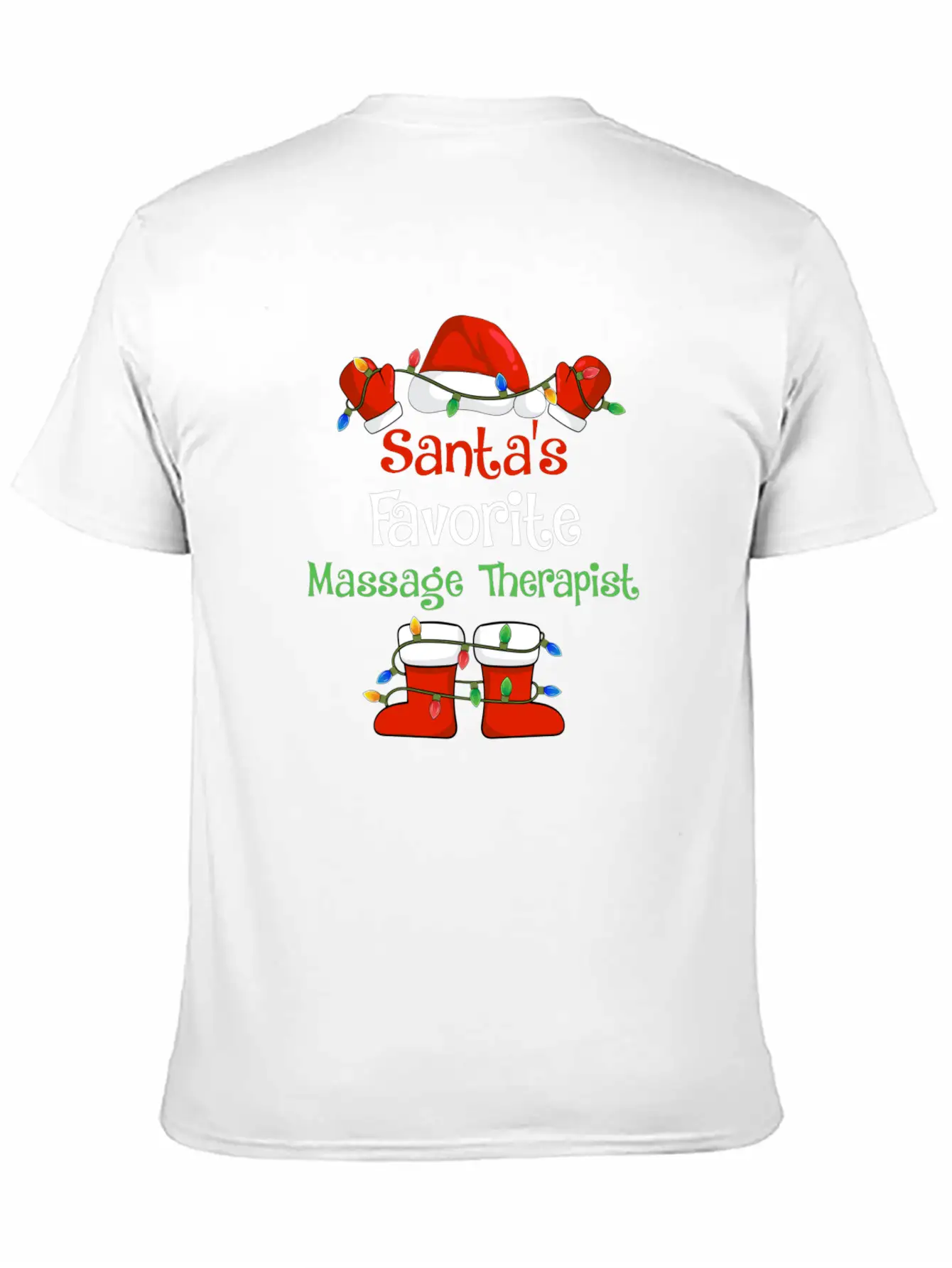 Santa's Favorite Massage Therapist Funny Christmas Lightweight Cotton T-Shirt – Daily Comfort Graphic Shirt