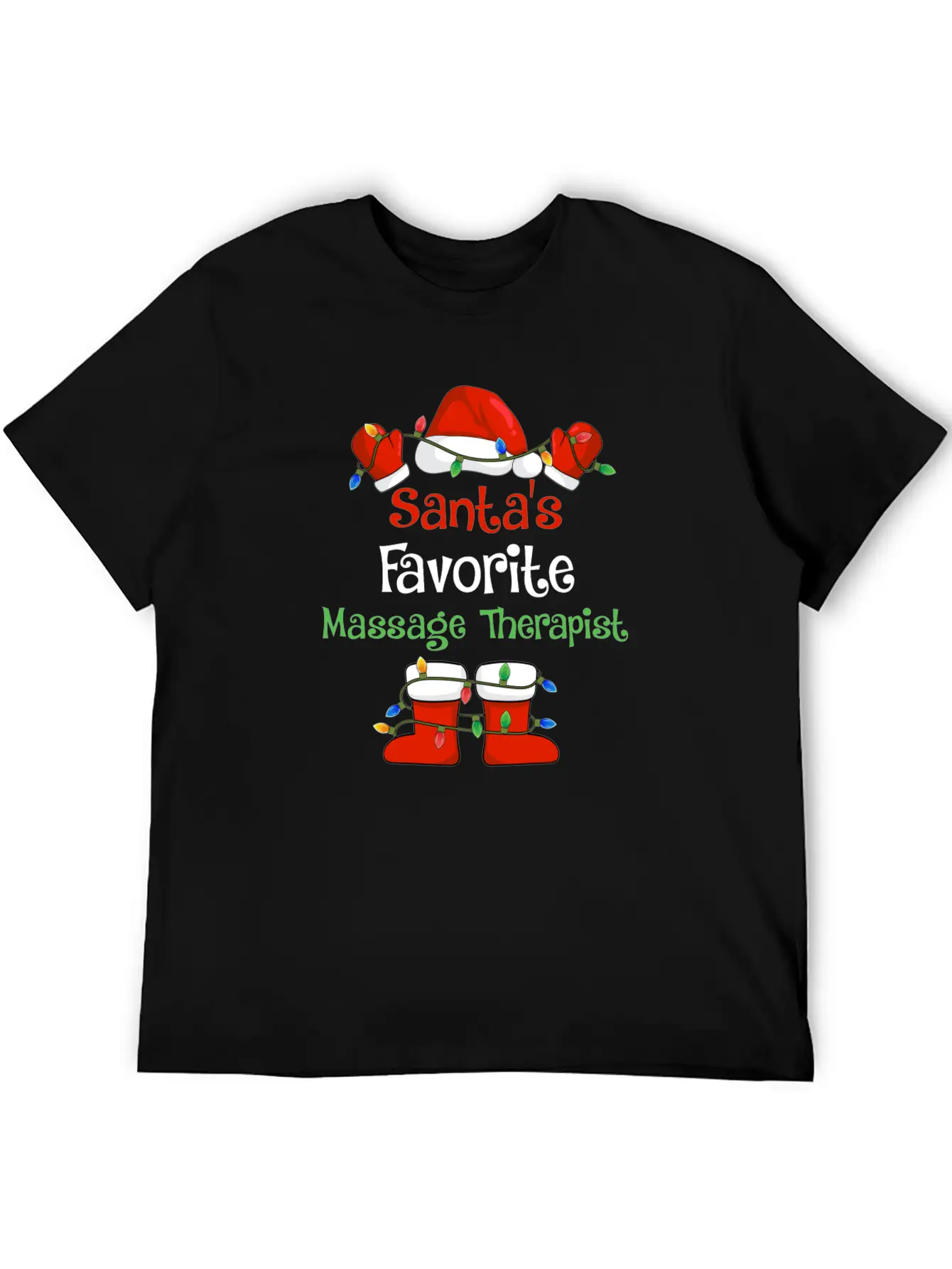 Santa's Favorite Massage Therapist Funny Christmas Lightweight Cotton T-Shirt – Daily Comfort Graphic Shirt