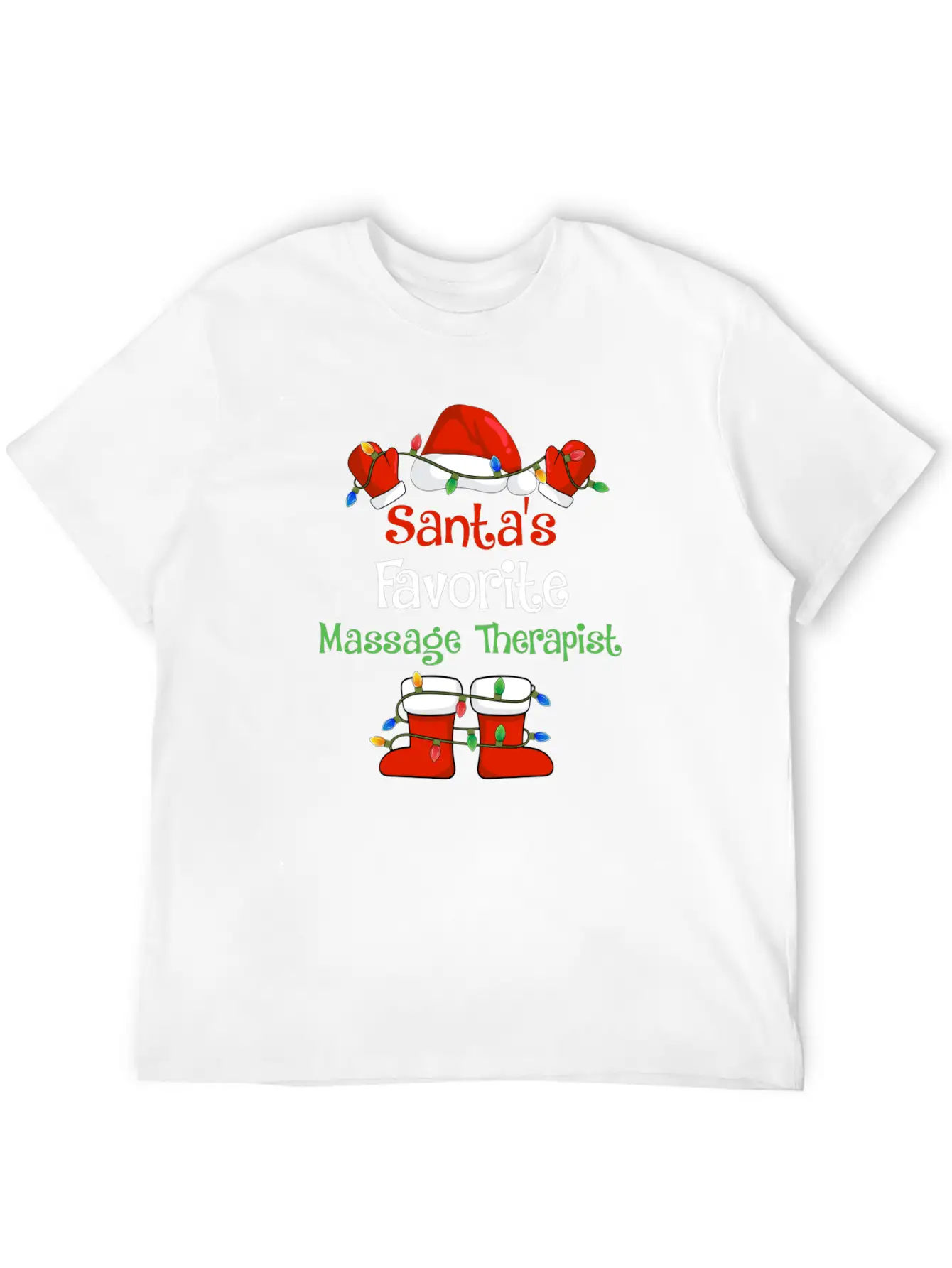 Santa's Favorite Massage Therapist Funny Christmas Lightweight Cotton T-Shirt – Daily Comfort Graphic Shirt
