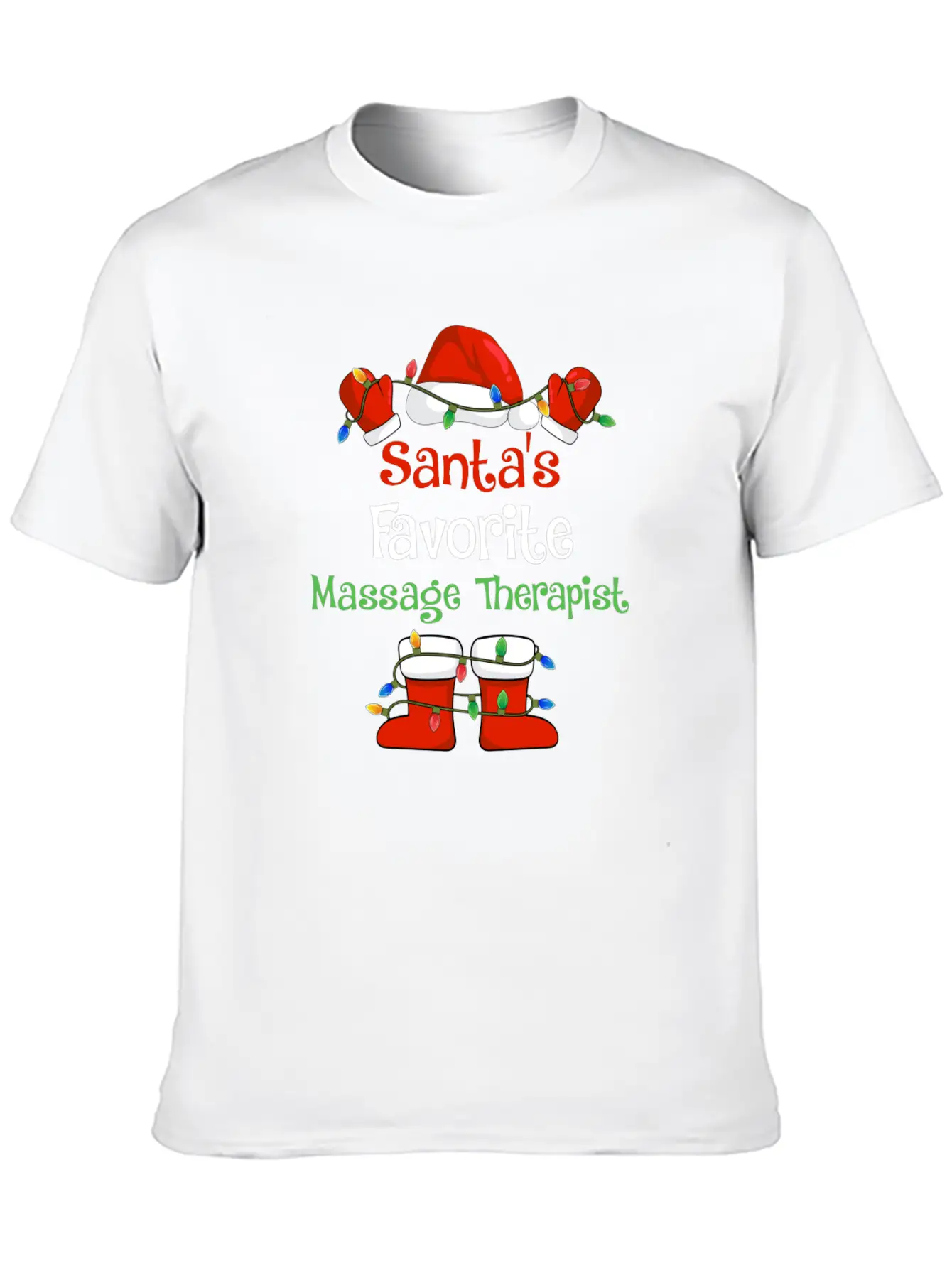 Santa's Favorite Massage Therapist Funny Christmas Lightweight Cotton T-Shirt – Daily Comfort Graphic Shirt