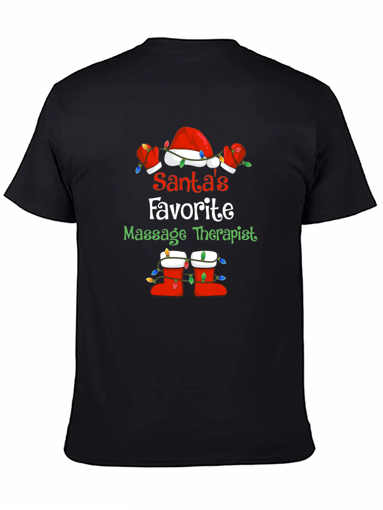 Santa's Favorite Massage Therapist Funny Christmas Lightweight Cotton T-Shirt – Daily Comfort Graphic Shirt