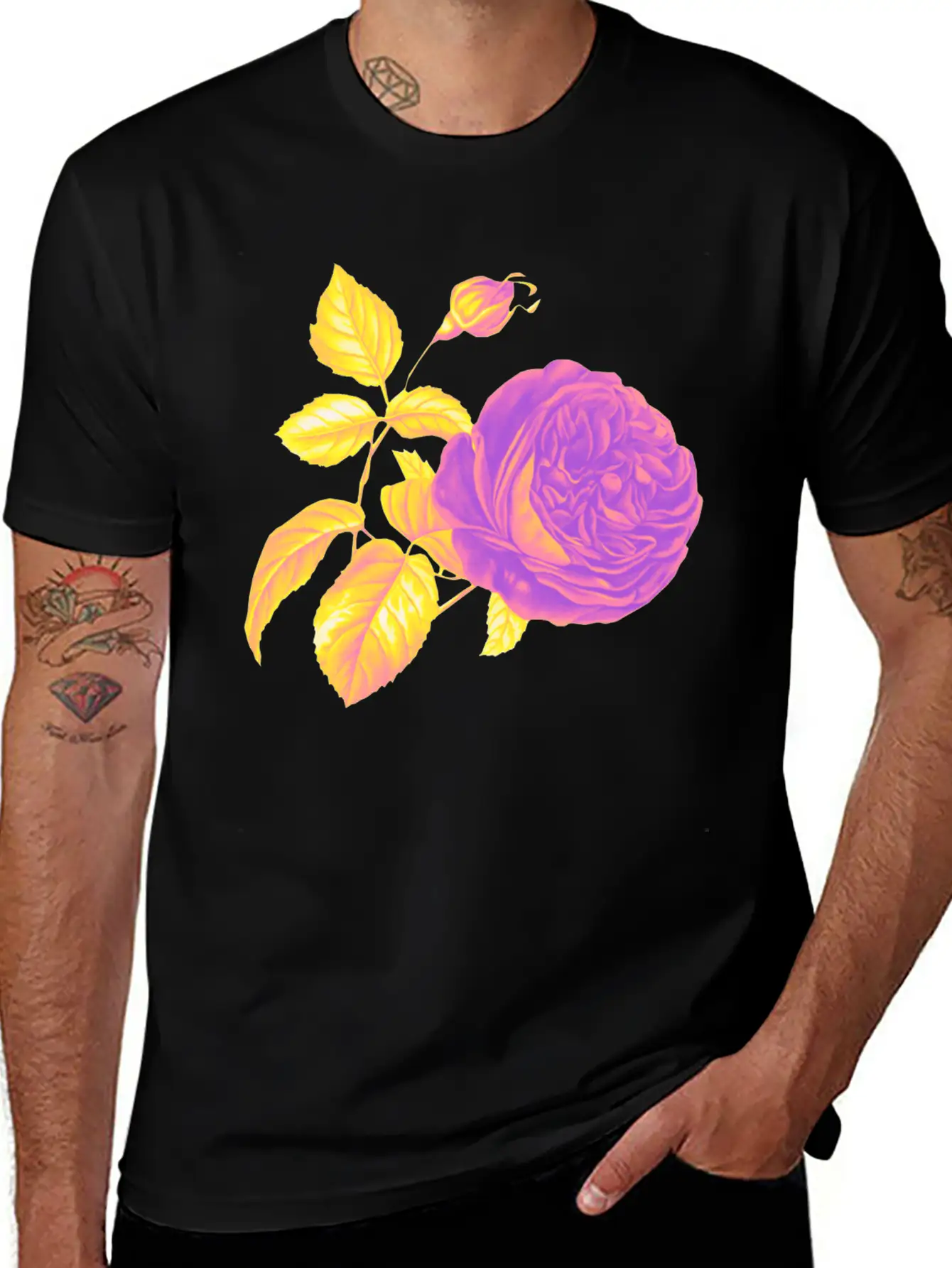 Sapphic Pride Vintage Flower And Leaves Relaxed Everyday Tee – Lightweight And Durable Cotton