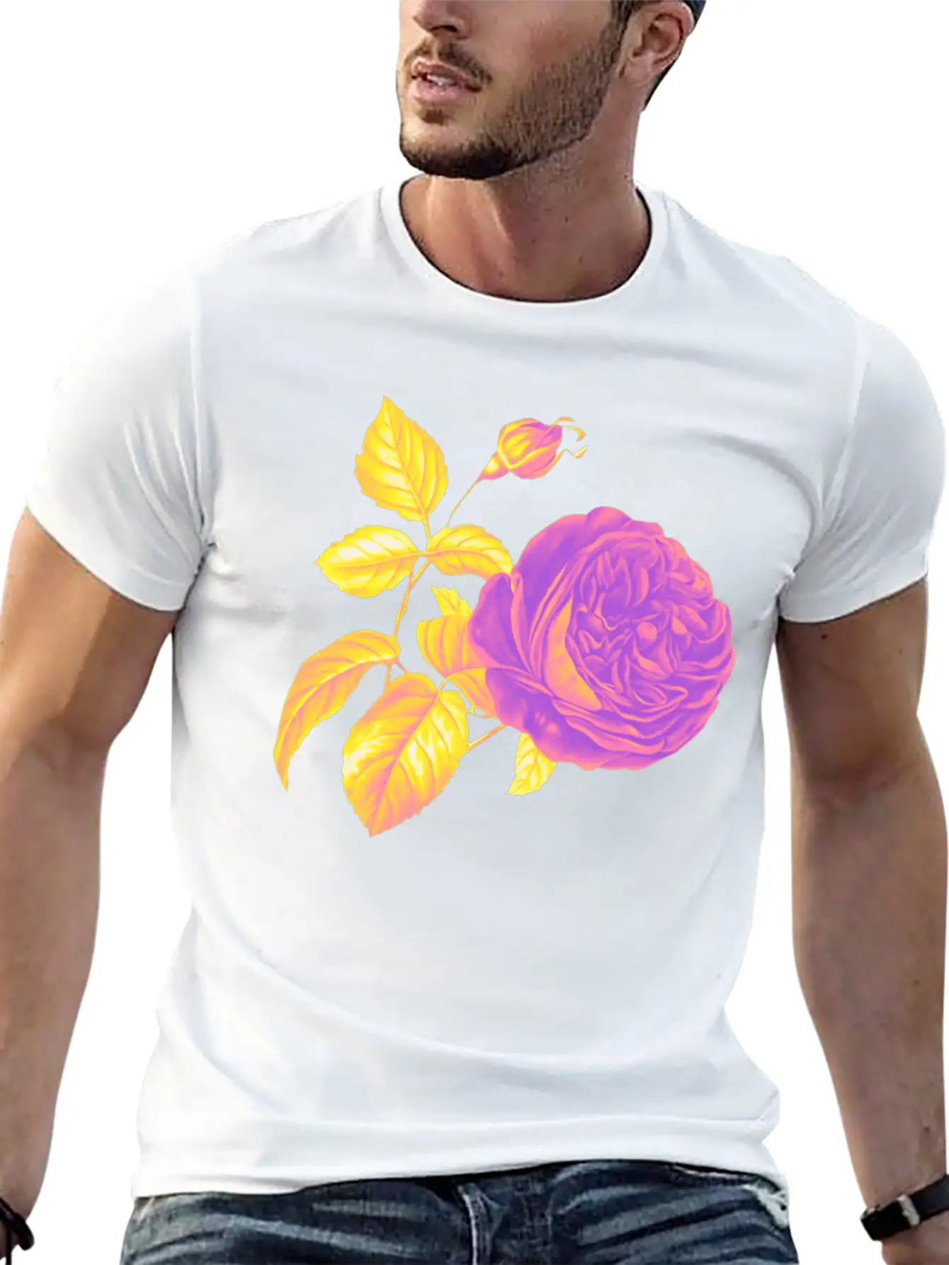 Sapphic Pride Vintage Flower And Leaves Relaxed Everyday Tee – Lightweight And Durable Cotton