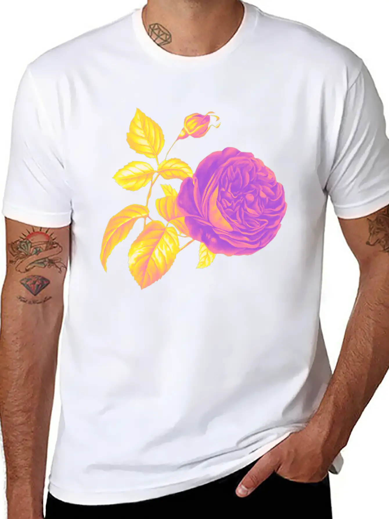 Sapphic Pride Vintage Flower And Leaves Relaxed Everyday Tee – Lightweight And Durable Cotton