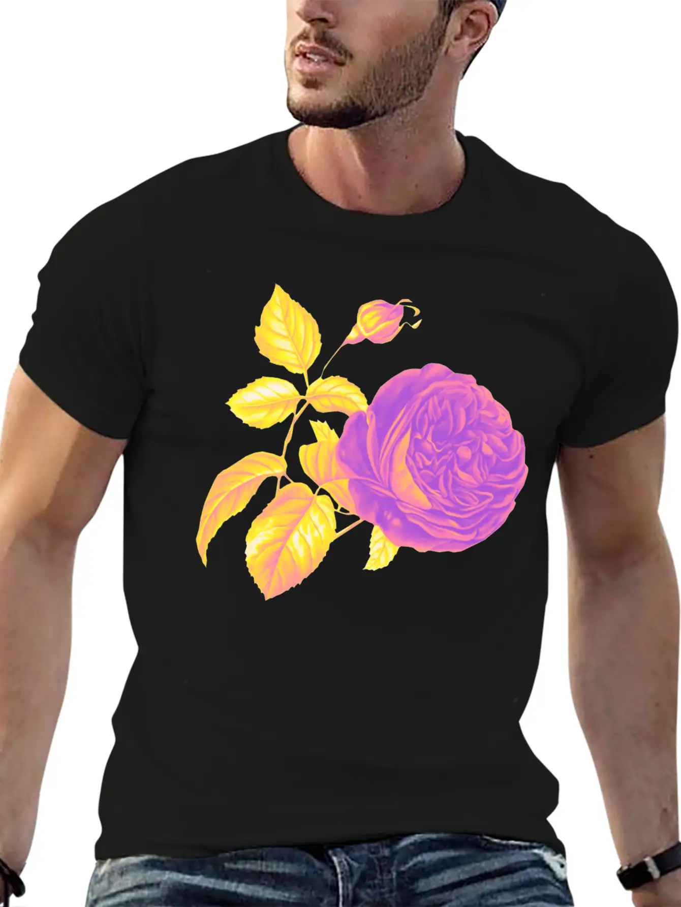 Sapphic Pride Vintage Flower And Leaves Relaxed Everyday Tee – Lightweight And Durable Cotton
