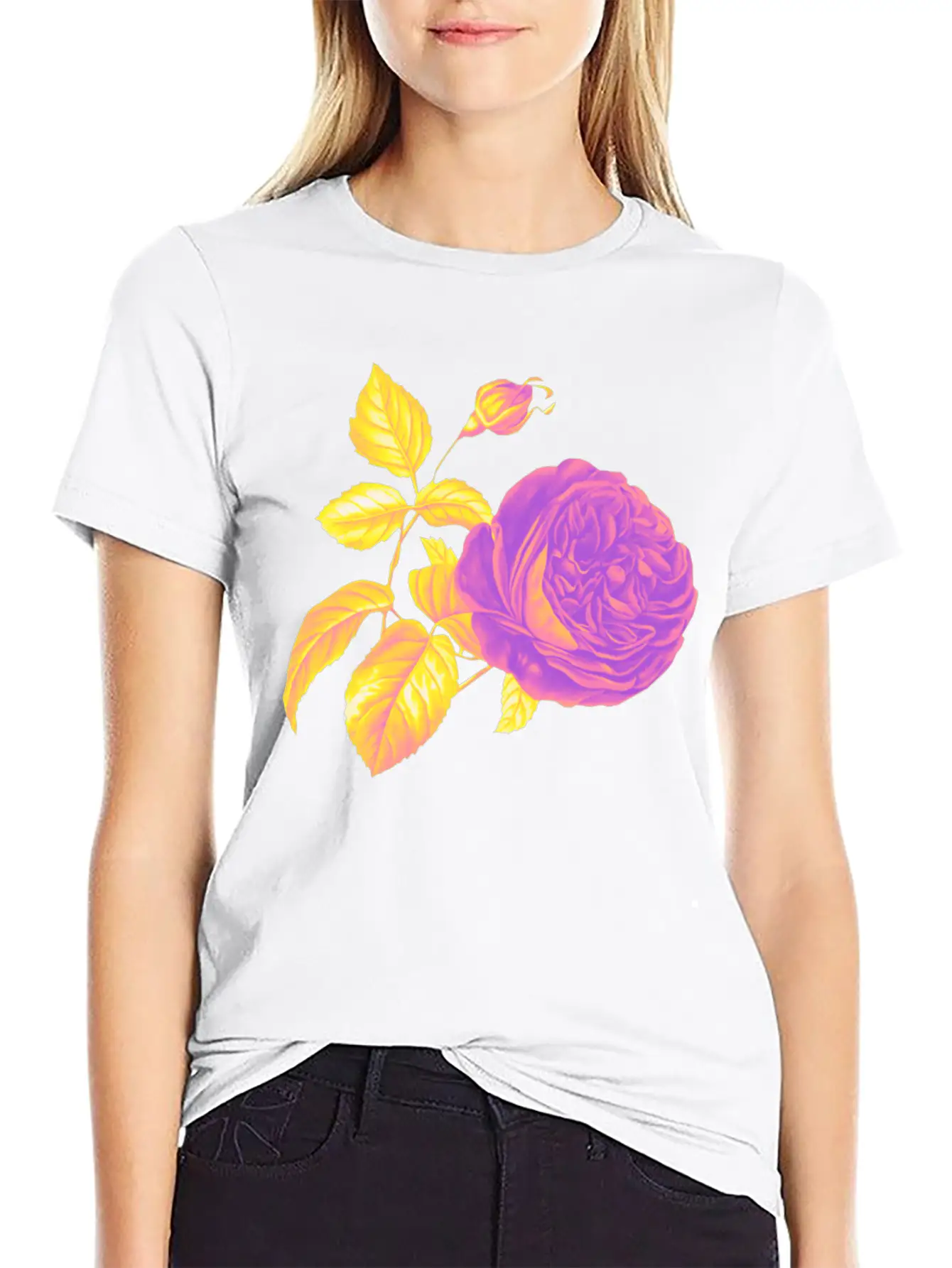 Sapphic Pride Vintage Flower And Leaves Relaxed Everyday Tee – Lightweight And Durable Cotton