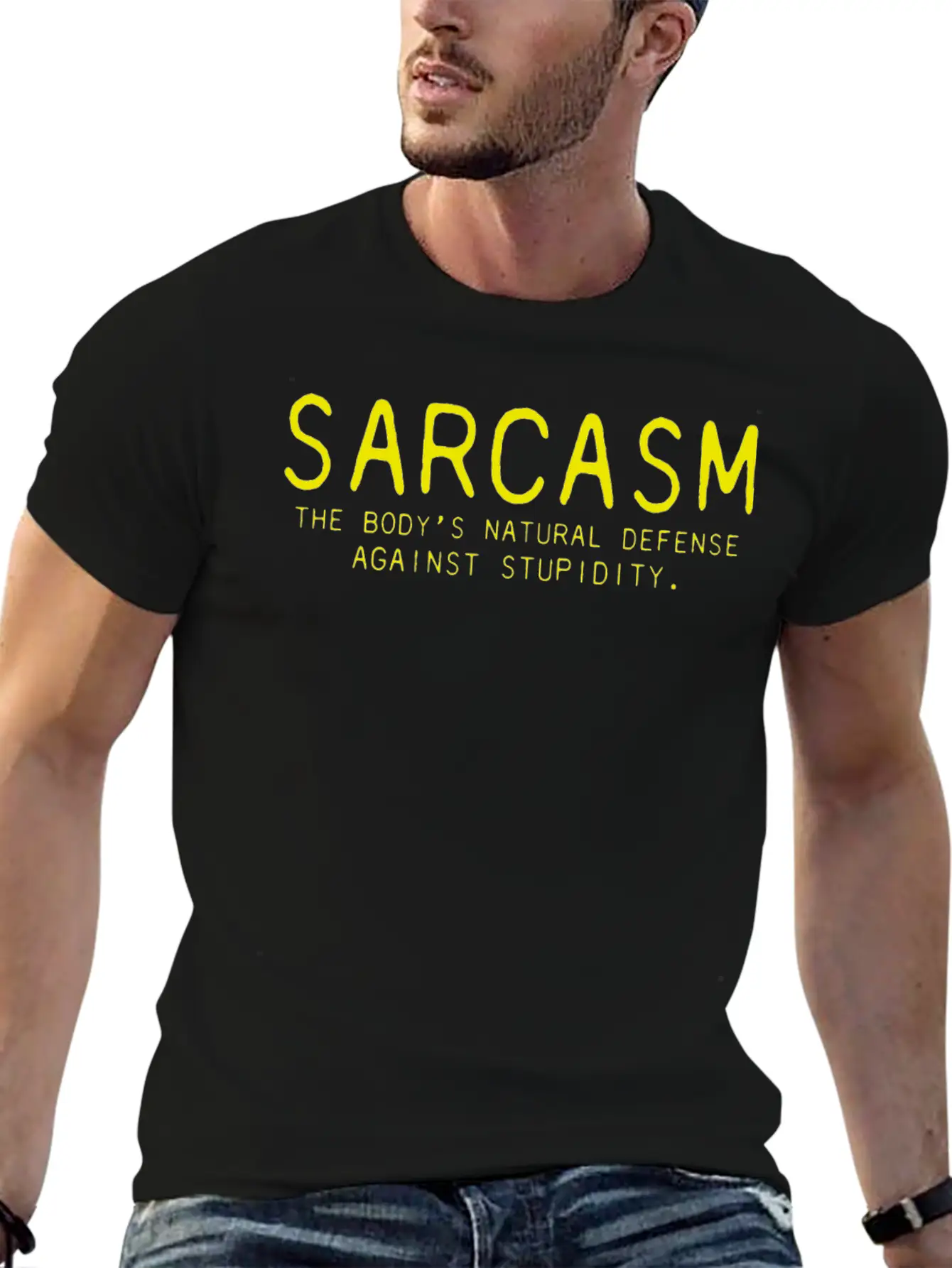 Sarcasm Bodys Natural Defense Against Stupidity Classic Fit Graphic Tee For Daily Comfort – Unisex Cotton Shirt