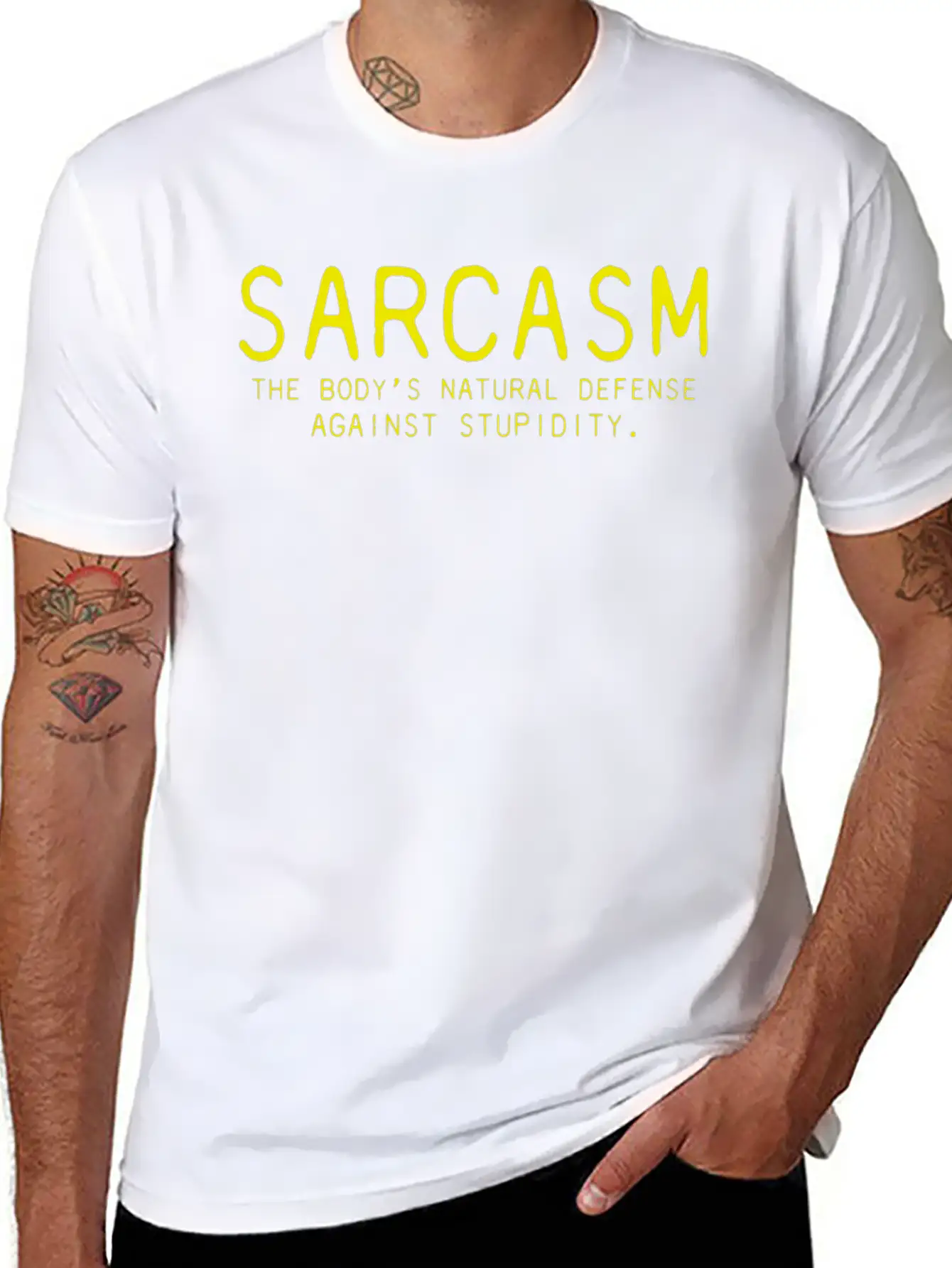 Sarcasm Bodys Natural Defense Against Stupidity Classic Fit Graphic Tee For Daily Comfort – Unisex Cotton Shirt