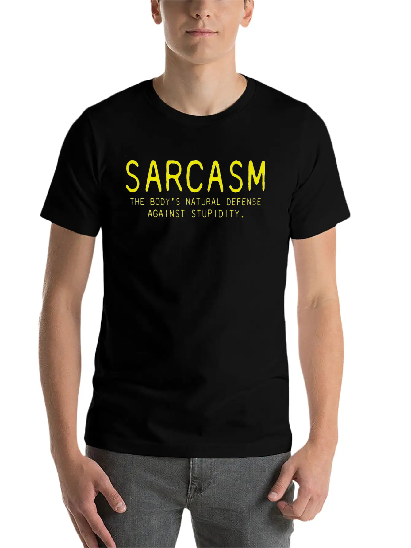 Sarcasm Bodys Natural Defense Against Stupidity Classic Fit Graphic Tee For Daily Comfort – Unisex Cotton Shirt