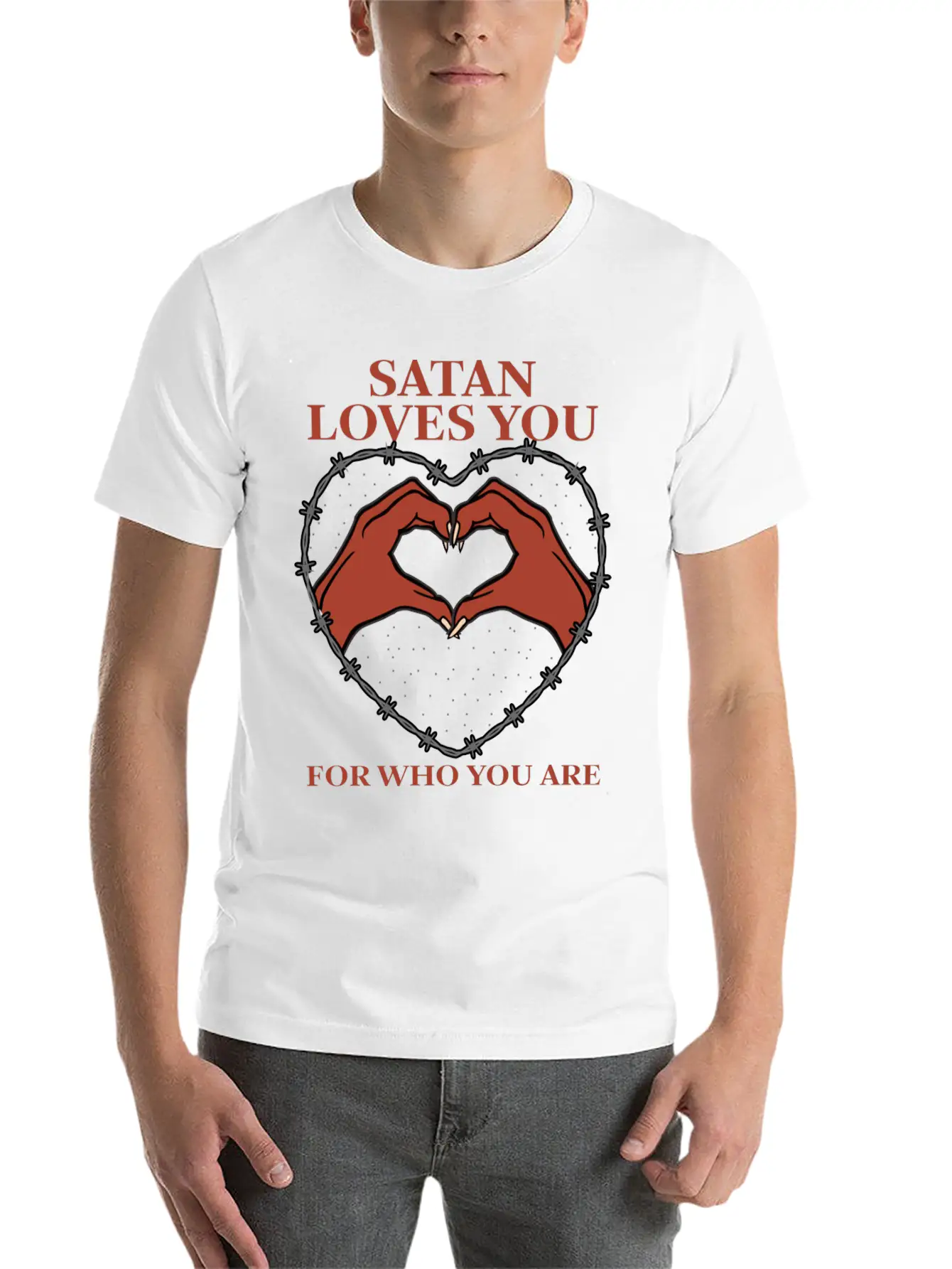 Satan Loves You For Who You Are Grunge Aesthetic Basic Graphic T-Shirt – Daily Comfort In Soft Cotton