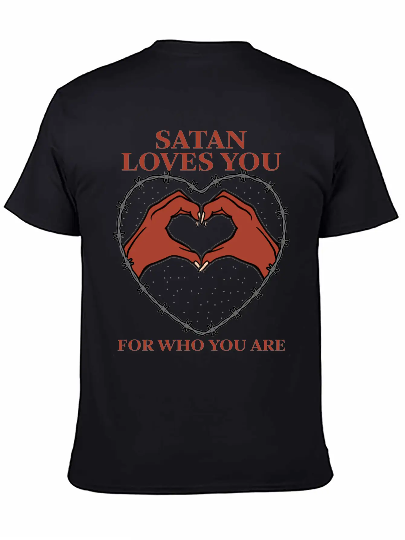 Satan Loves You For Who You Are Grunge Aesthetic Basic Graphic T-Shirt – Daily Comfort In Soft Cotton