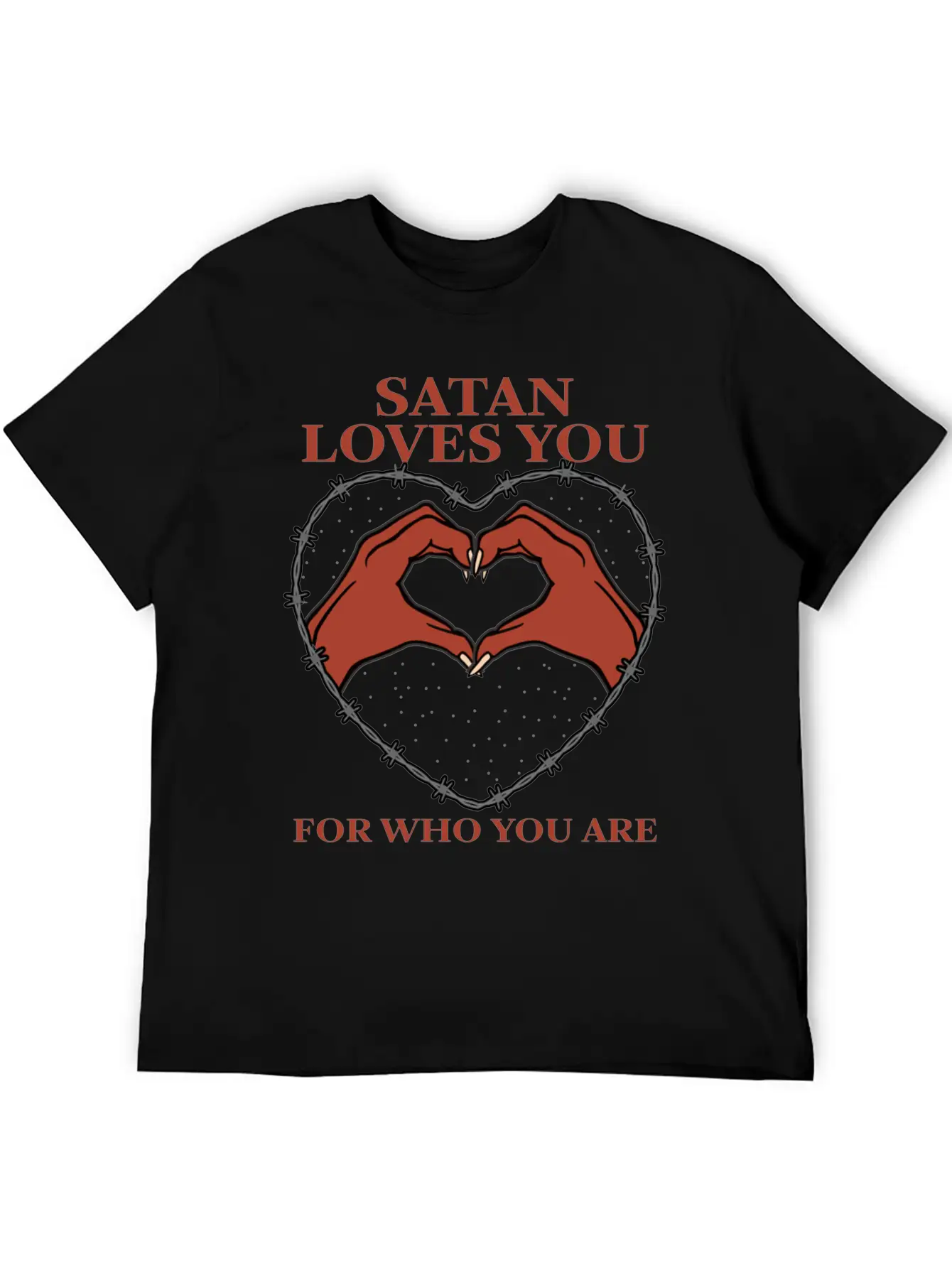 Satan Loves You For Who You Are Grunge Aesthetic Basic Graphic T-Shirt – Daily Comfort In Soft Cotton
