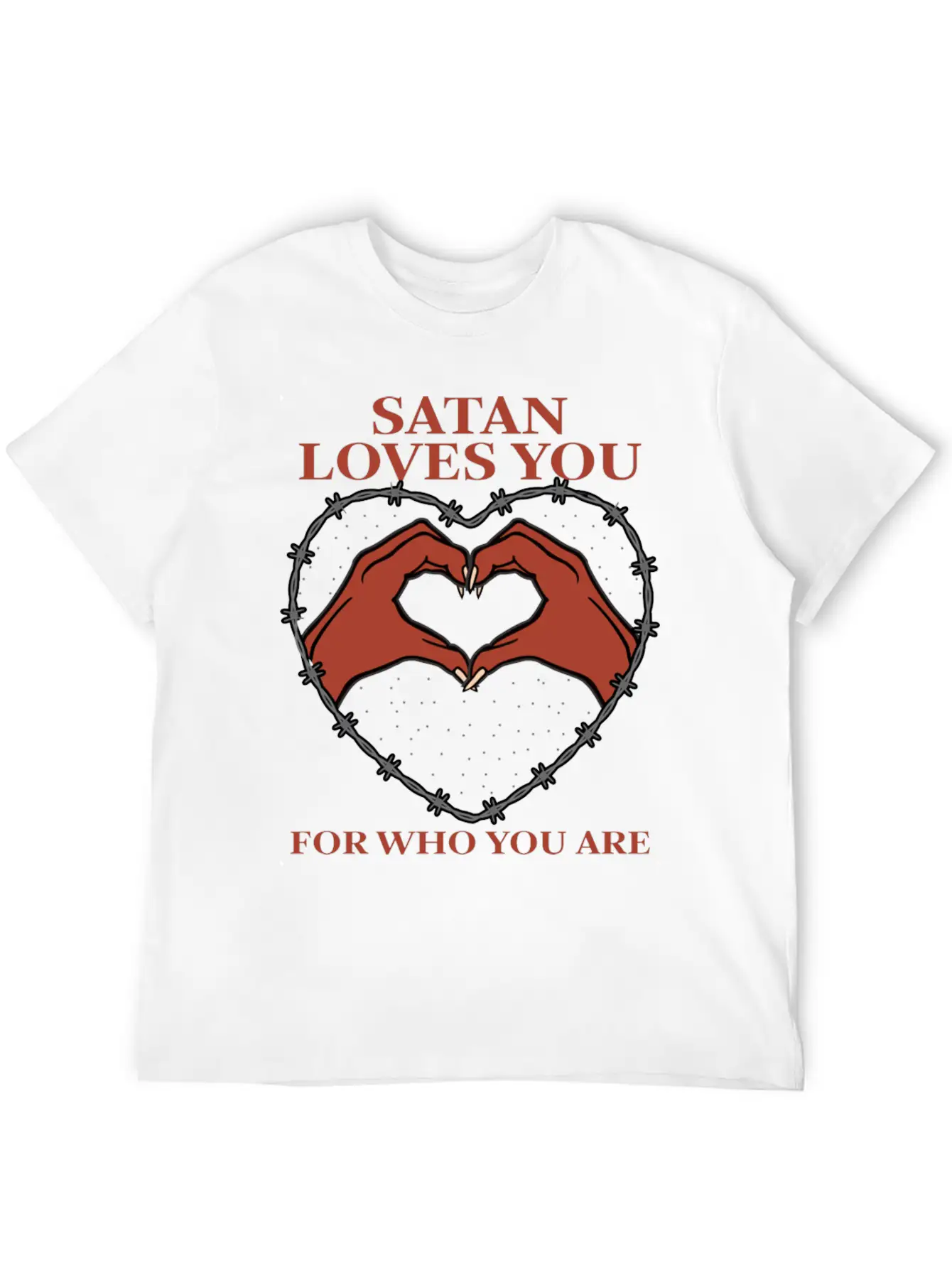 Satan Loves You For Who You Are Grunge Aesthetic Basic Graphic T-Shirt – Daily Comfort In Soft Cotton