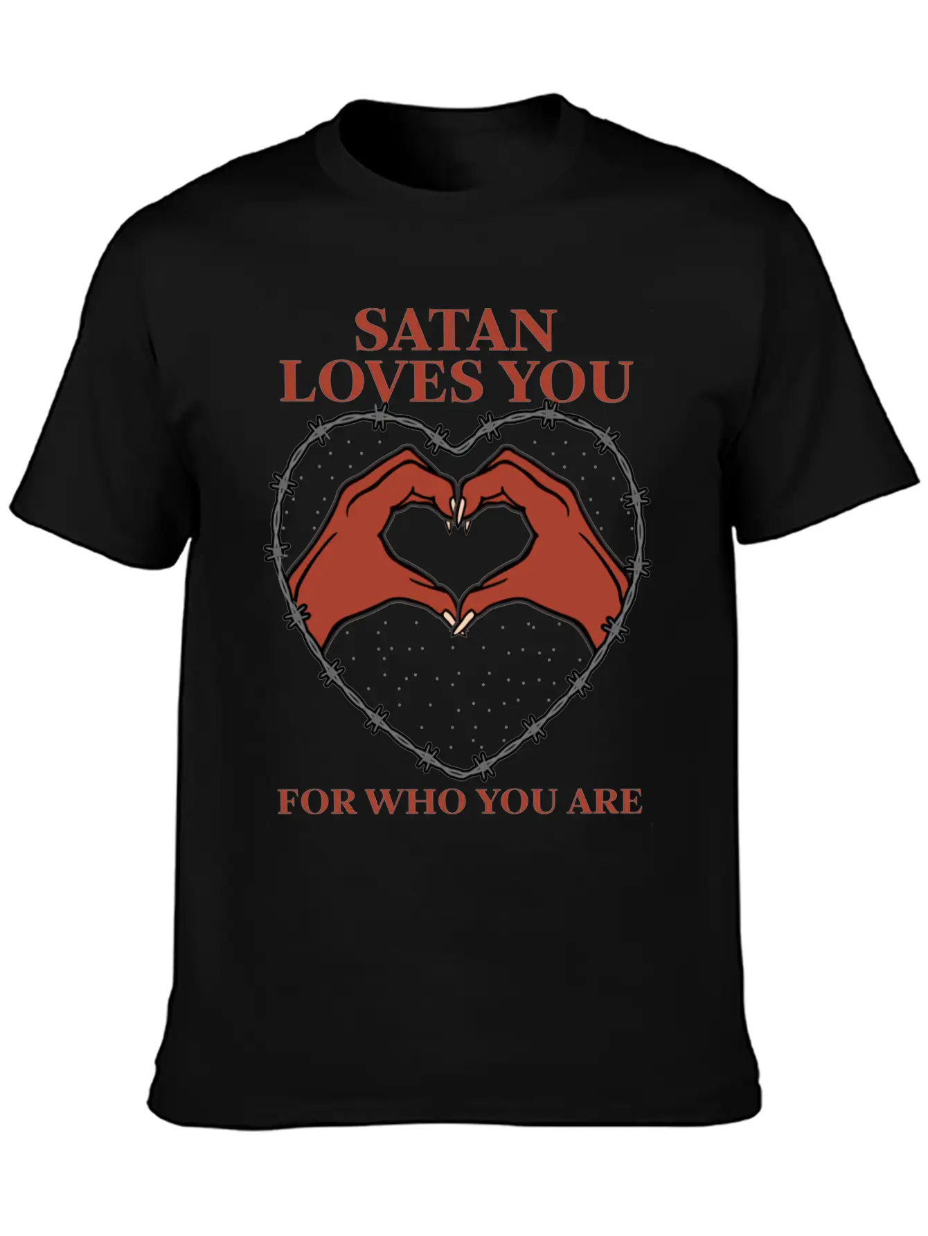 Satan Loves You For Who You Are Grunge Aesthetic Basic Graphic T-Shirt – Daily Comfort In Soft Cotton