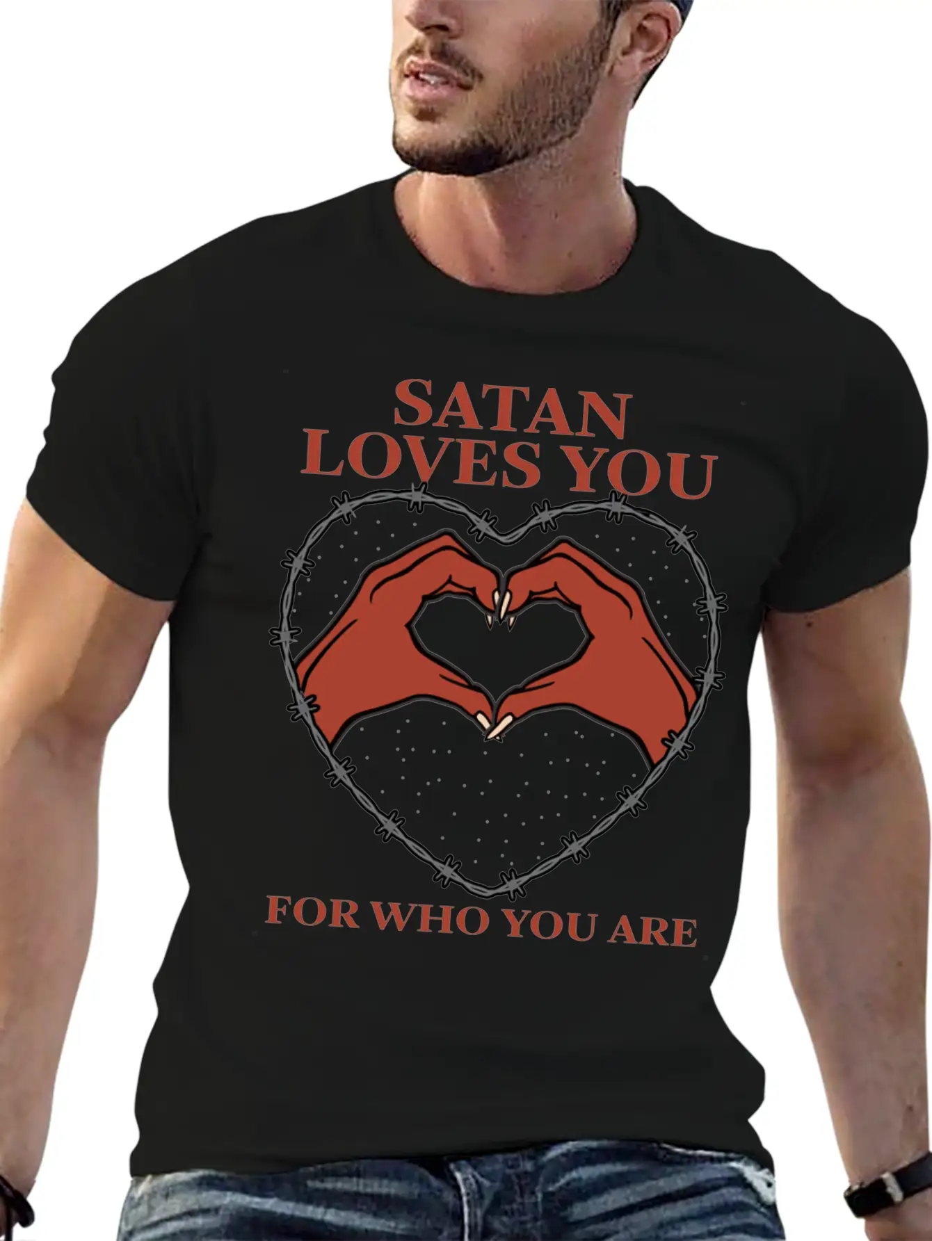 Satan Loves You For Who You Are Grunge Aesthetic Basic Graphic T-Shirt – Daily Comfort In Soft Cotton