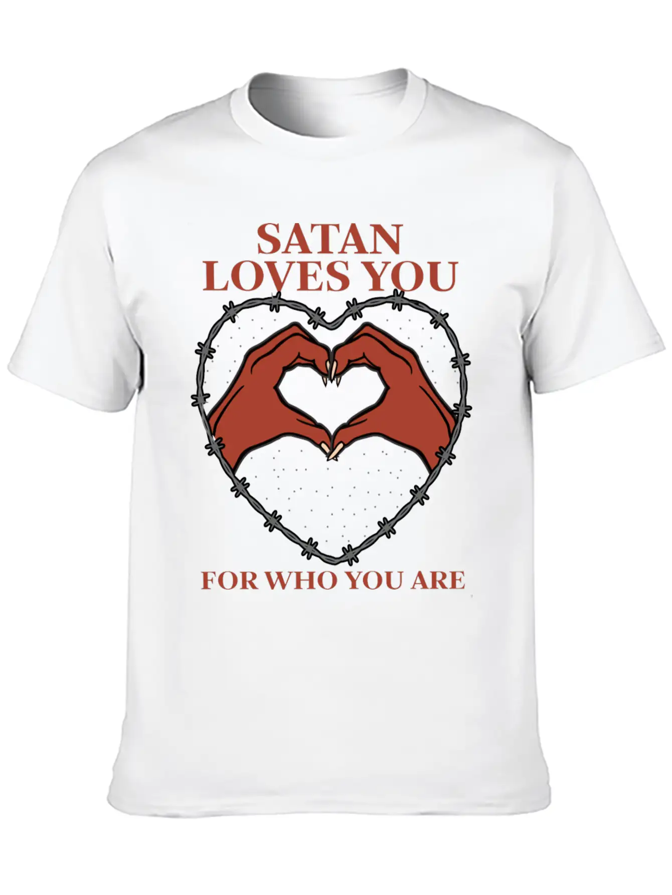 Satan Loves You For Who You Are Grunge Aesthetic Basic Graphic T-Shirt – Daily Comfort In Soft Cotton