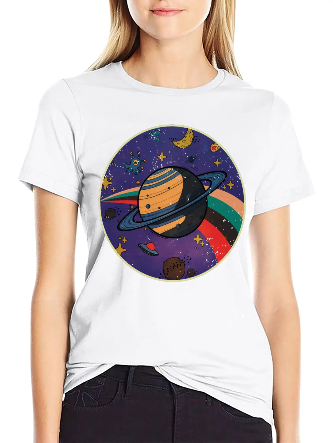 Saturn - Planet Vintage Modern Fit Casual T-Shirt ��� Clean And Versatile Design