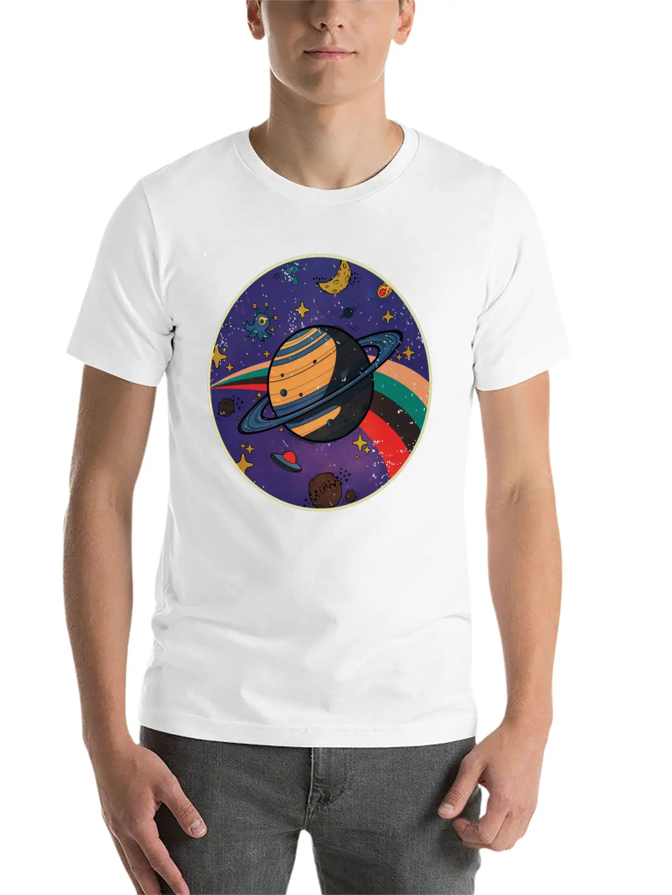 Saturn - Planet Vintage Modern Fit Casual T-Shirt ��� Clean And Versatile Design