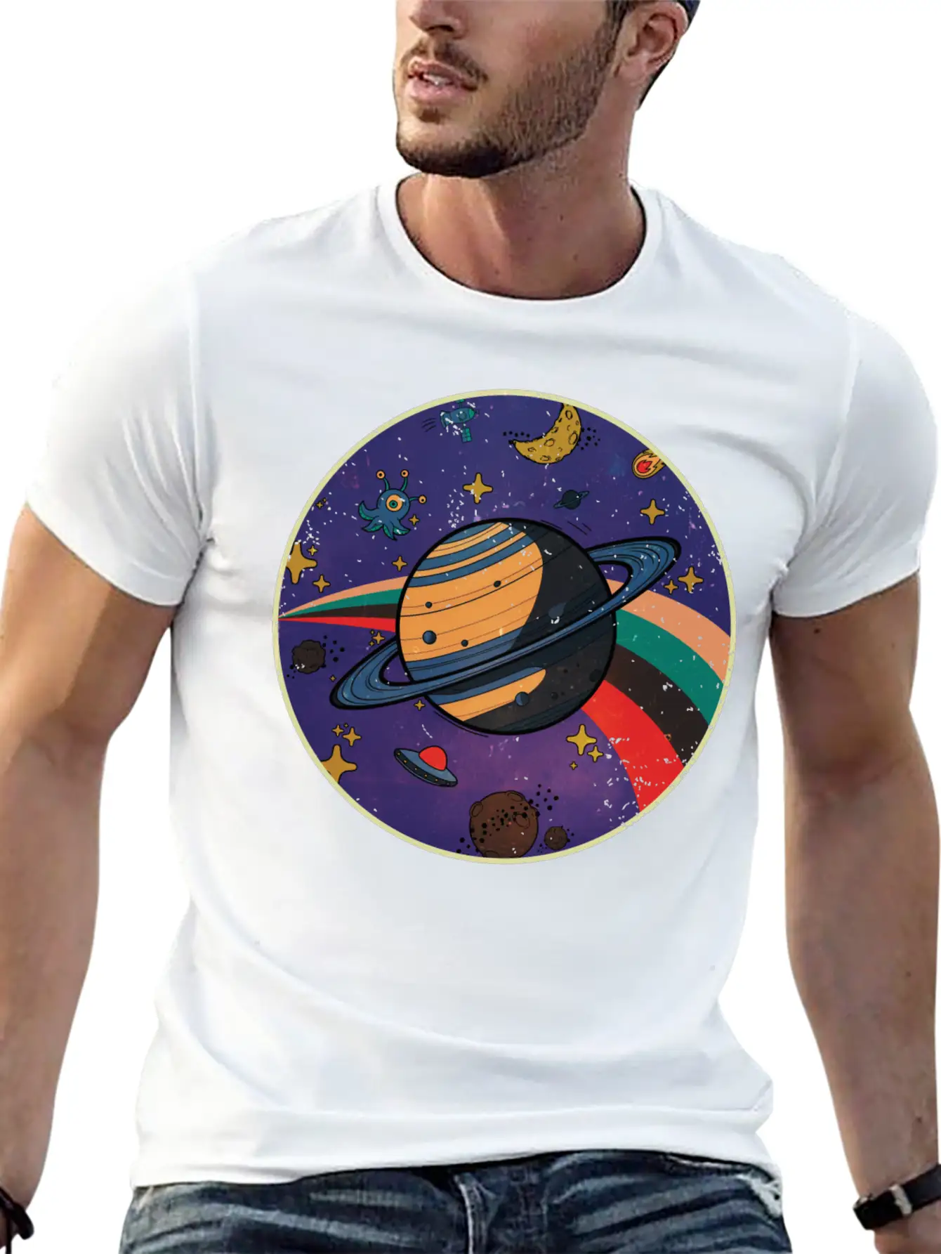 Saturn - Planet Vintage Modern Fit Casual T-Shirt ��� Clean And Versatile Design