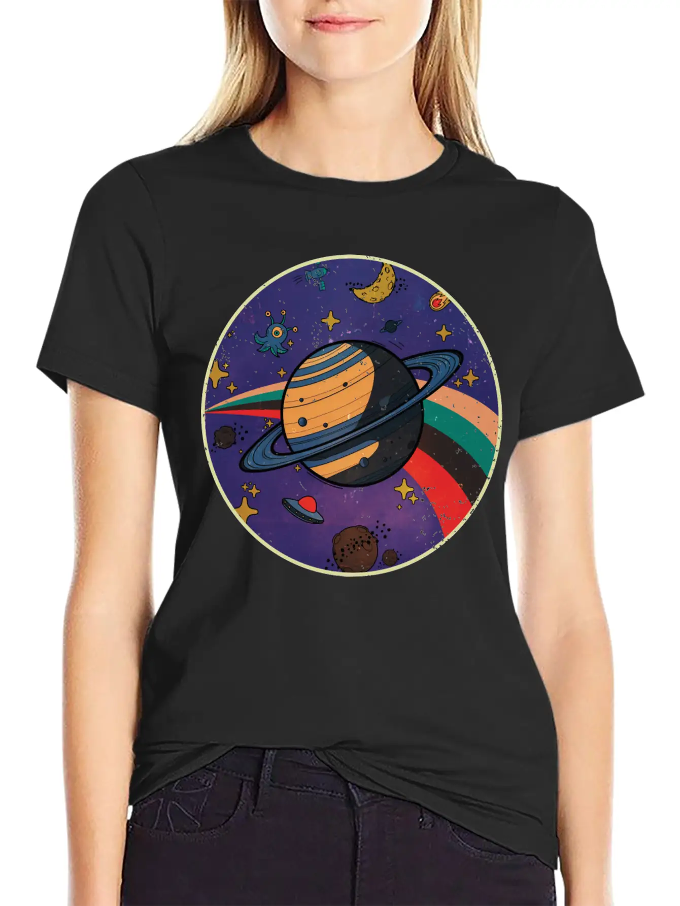 Saturn - Planet Vintage Modern Fit Casual T-Shirt ��� Clean And Versatile Design