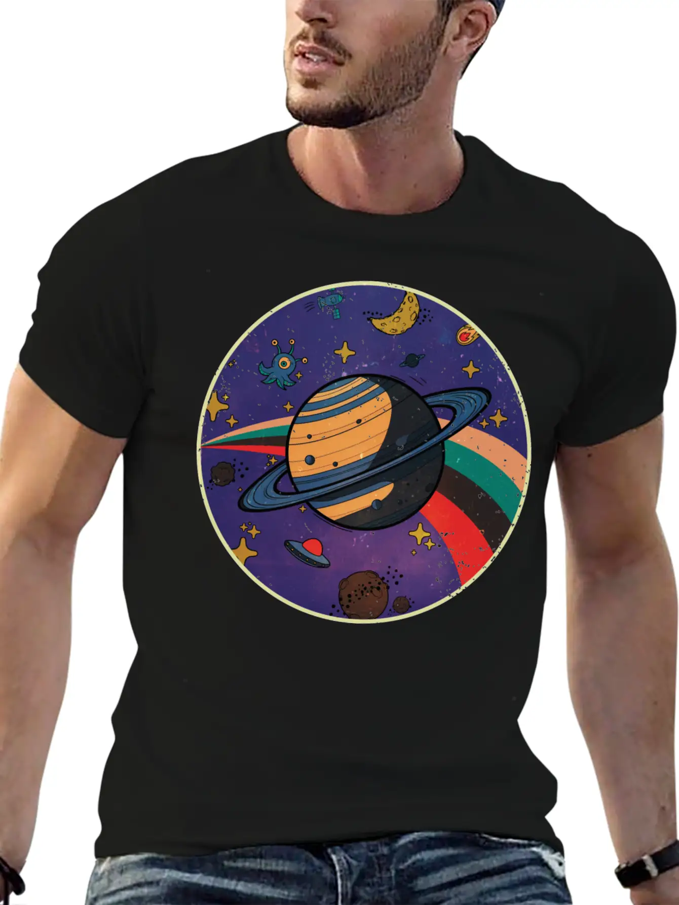Saturn - Planet Vintage Modern Fit Casual T-Shirt ��� Clean And Versatile Design