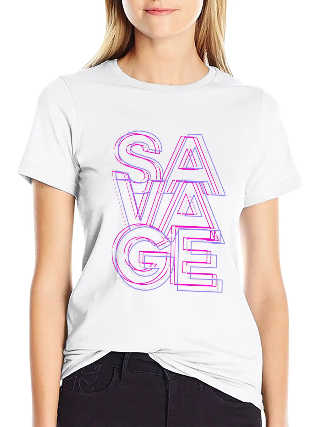 Savage Retro Pink Lightweight Cotton T-Shirt – Daily Comfort Graphic Shirt