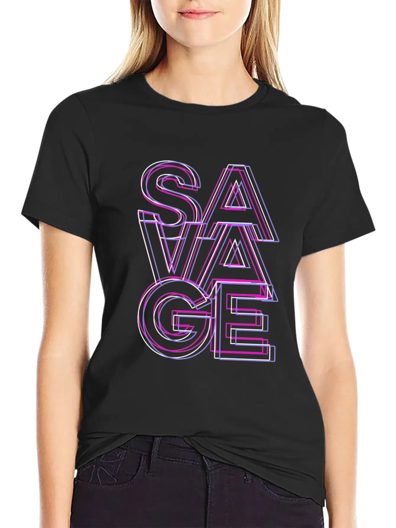 Savage Retro Pink Lightweight Cotton T-Shirt – Daily Comfort Graphic Shirt