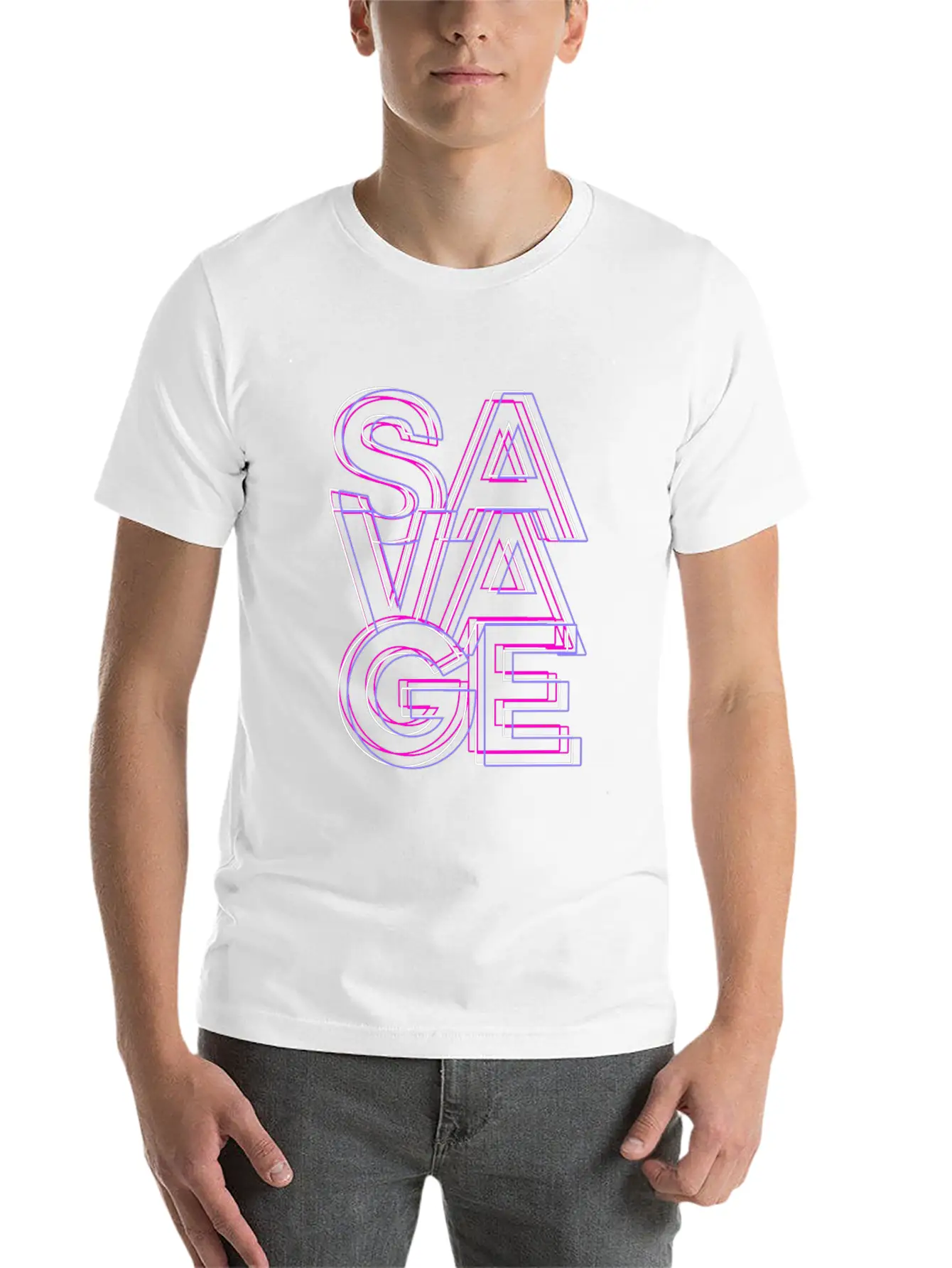 Savage Retro Pink Lightweight Cotton T-Shirt – Daily Comfort Graphic Shirt
