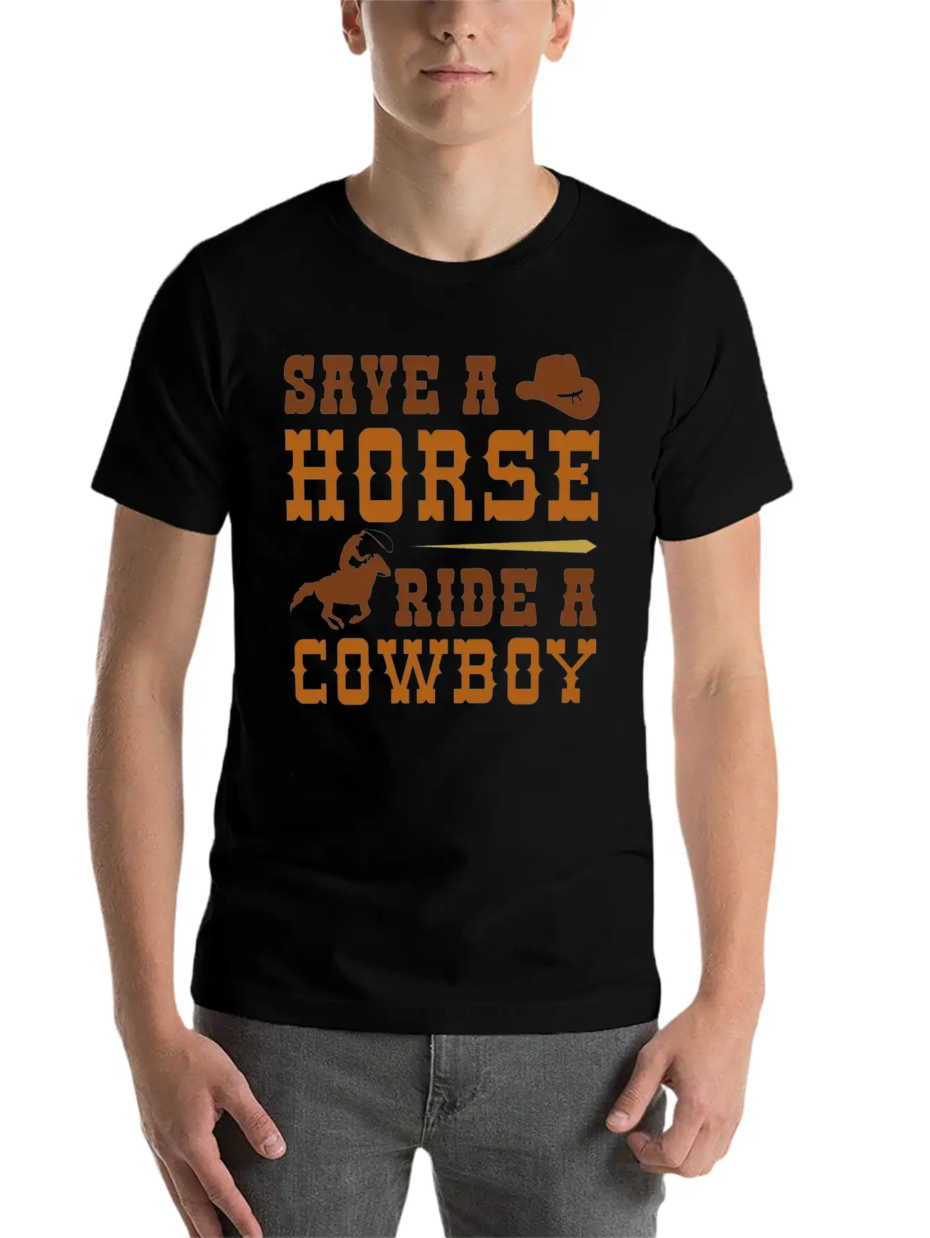 Save A Horse Ride A Cowboy Essential Cotton Tee For Daily Outfits – Unisex Style