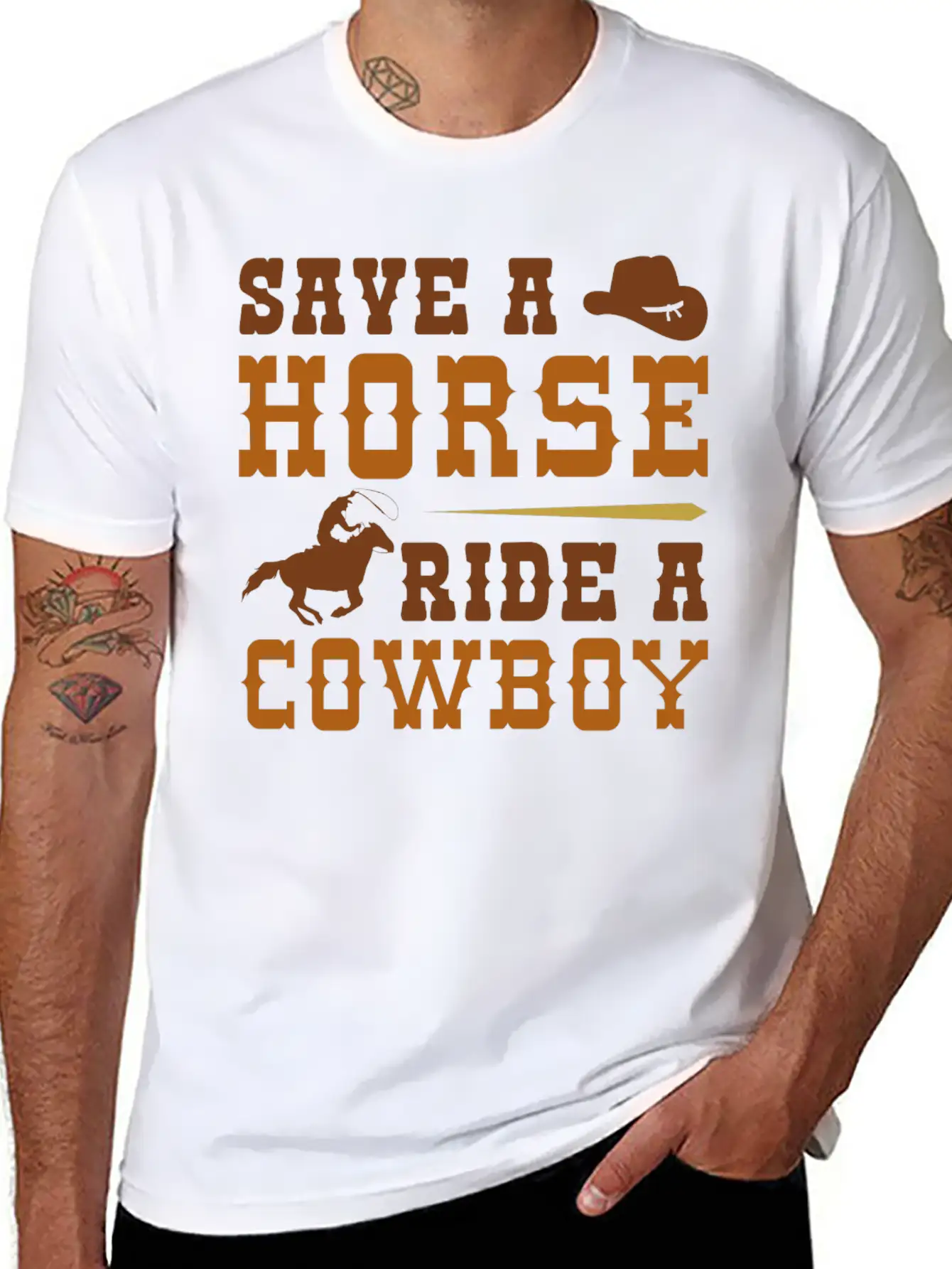 Save A Horse Ride A Cowboy Essential Cotton Tee For Daily Outfits – Unisex Style