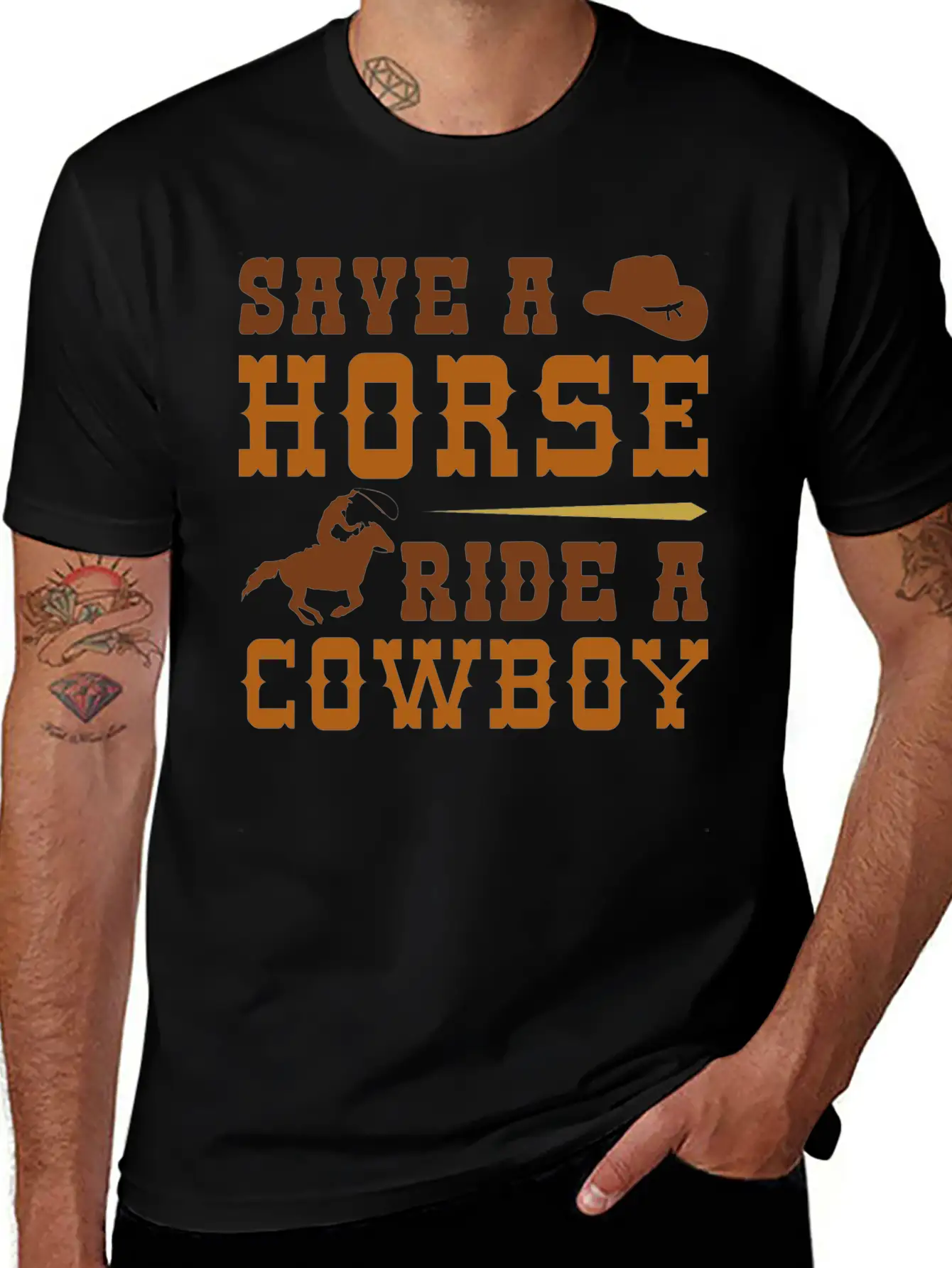 Save A Horse Ride A Cowboy Essential Cotton Tee For Daily Outfits – Unisex Style