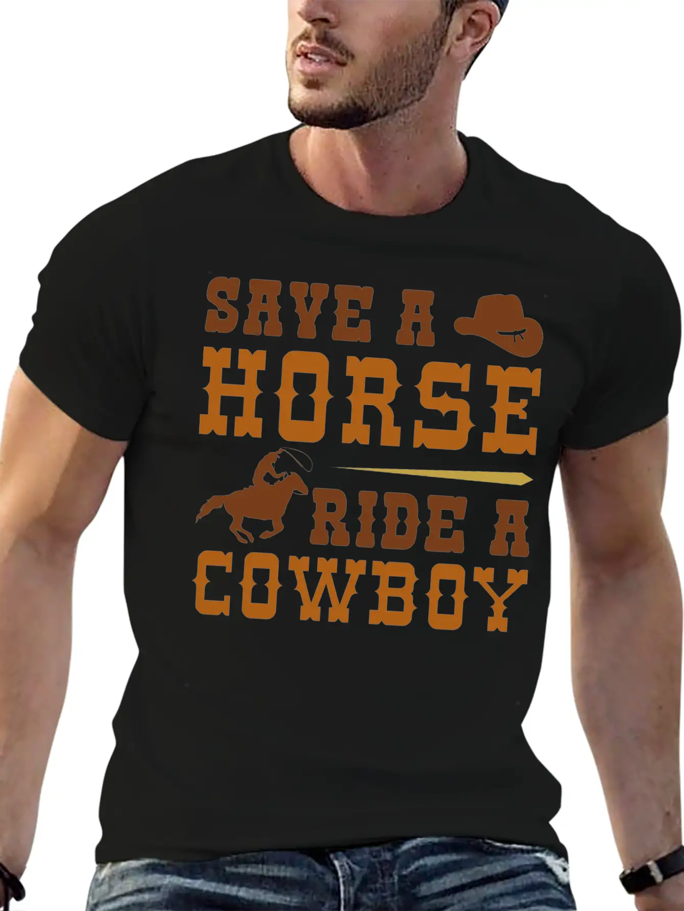 Save A Horse Ride A Cowboy Essential Cotton Tee For Daily Outfits – Unisex Style
