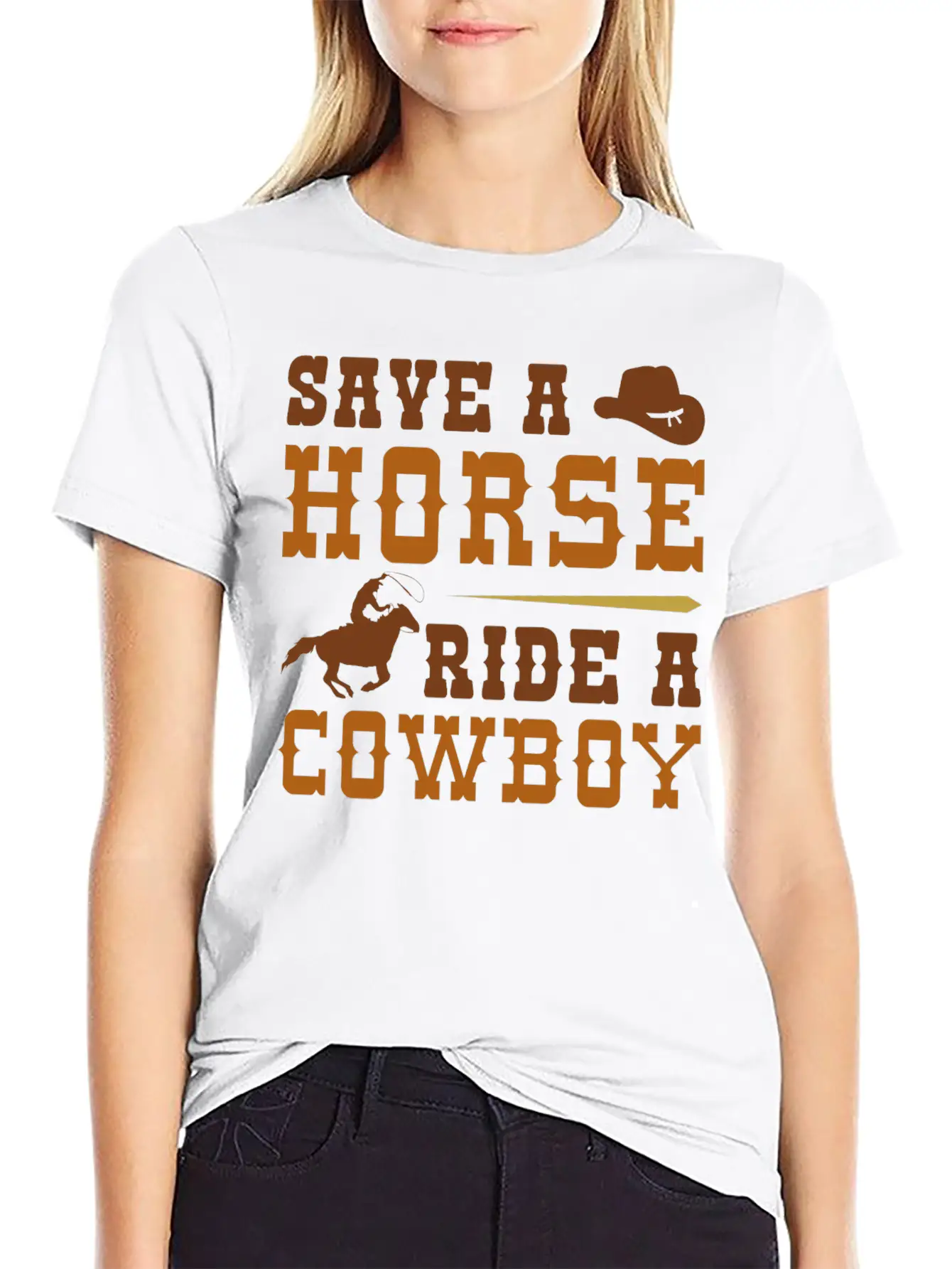 Save A Horse Ride A Cowboy Essential Cotton Tee For Daily Outfits – Unisex Style