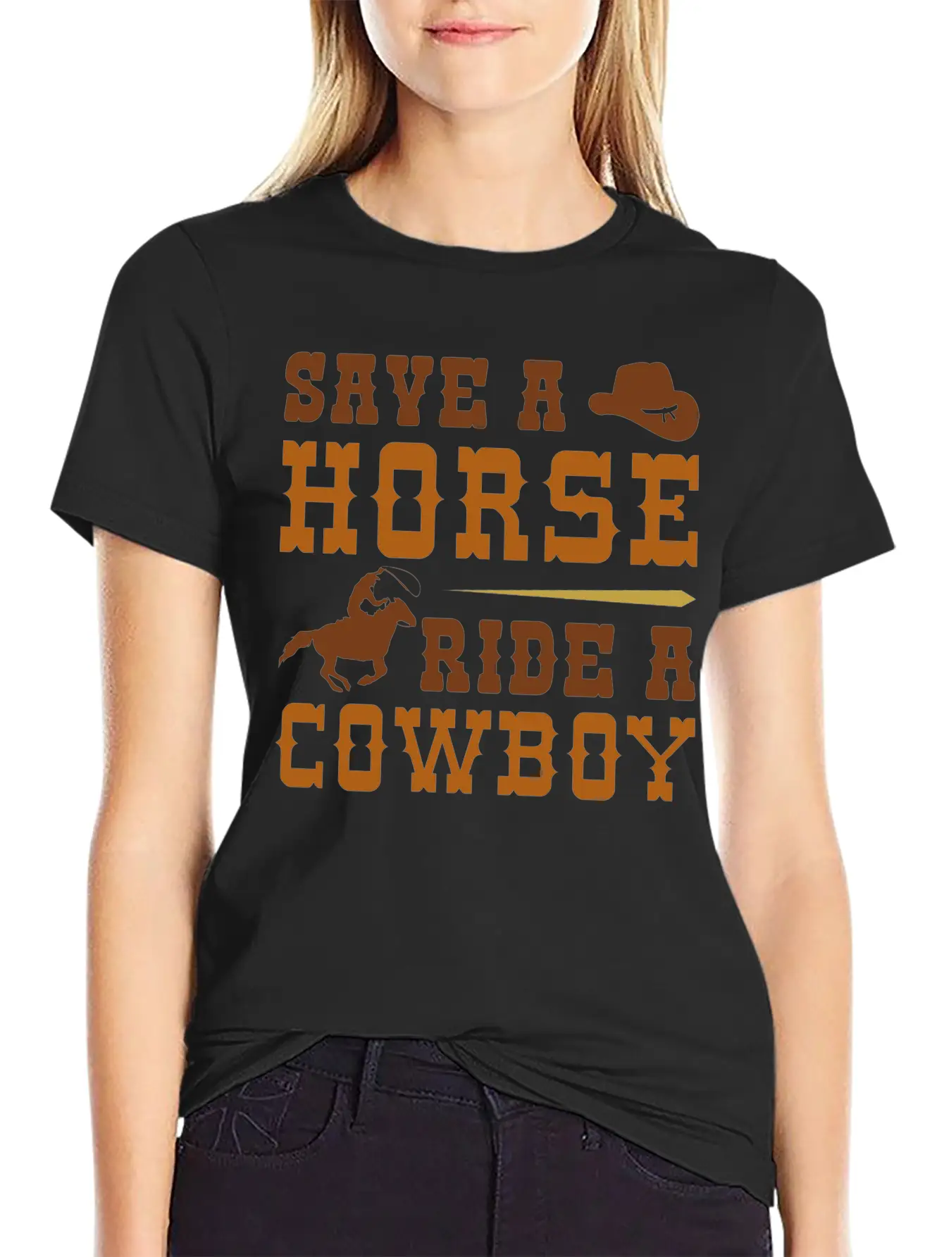 Save A Horse Ride A Cowboy Essential Cotton Tee For Daily Outfits – Unisex Style