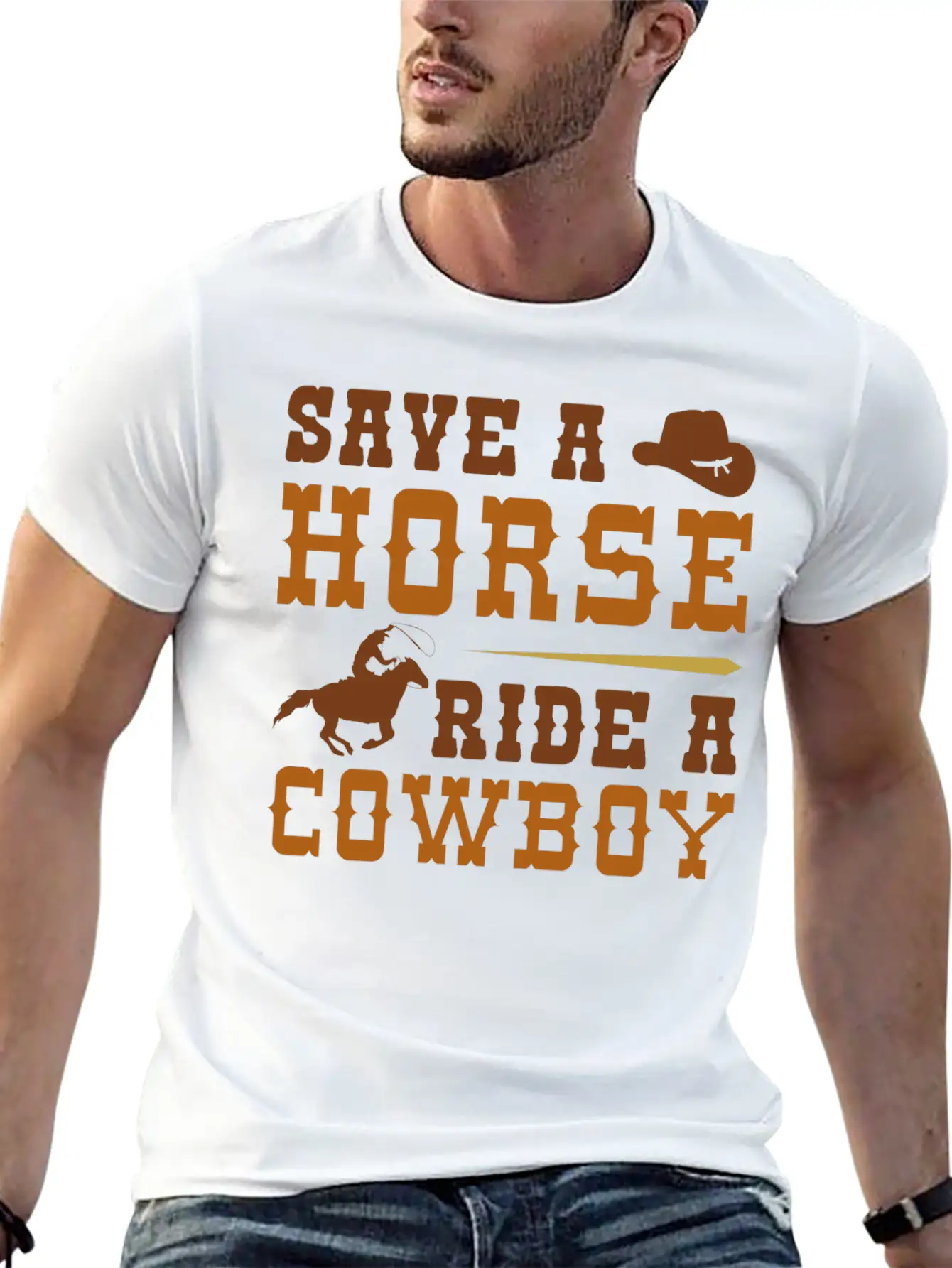 Save A Horse Ride A Cowboy Essential Cotton Tee For Daily Outfits – Unisex Style