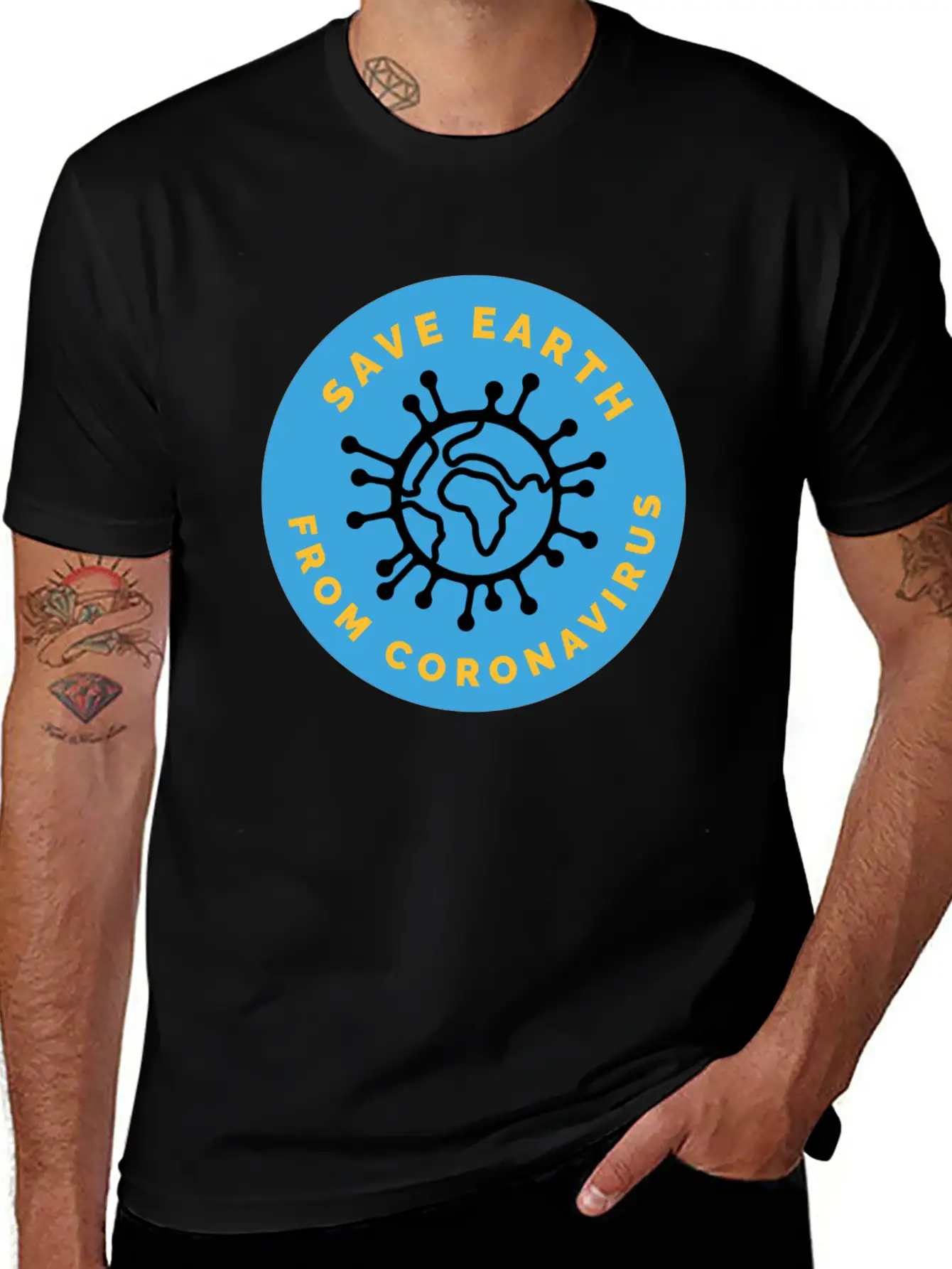 Save Earth From Coronavirus Modern Fit Casual T-Shirt ��� Clean And Versatile Design