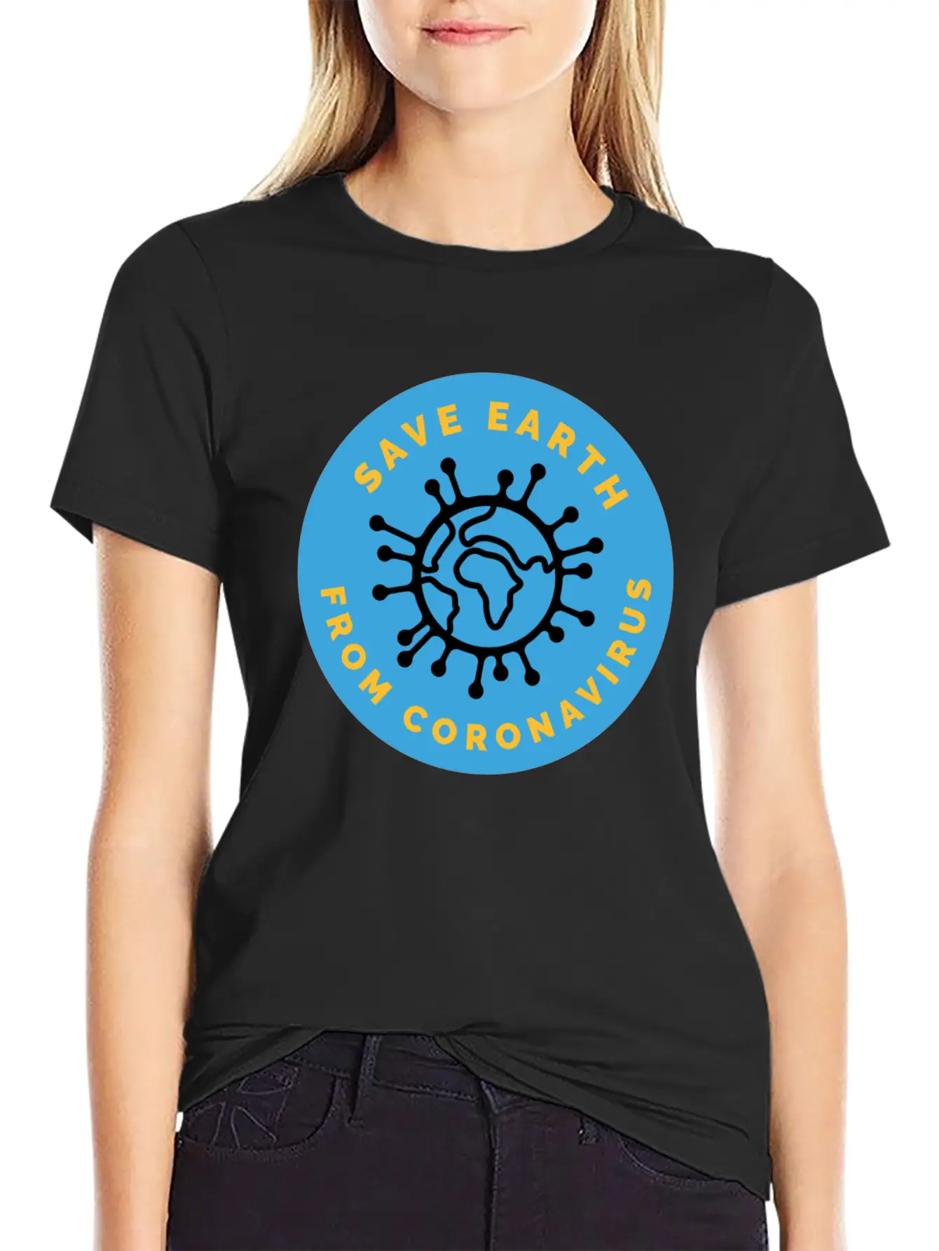 Save Earth From Coronavirus Modern Fit Casual T-Shirt ��� Clean And Versatile Design