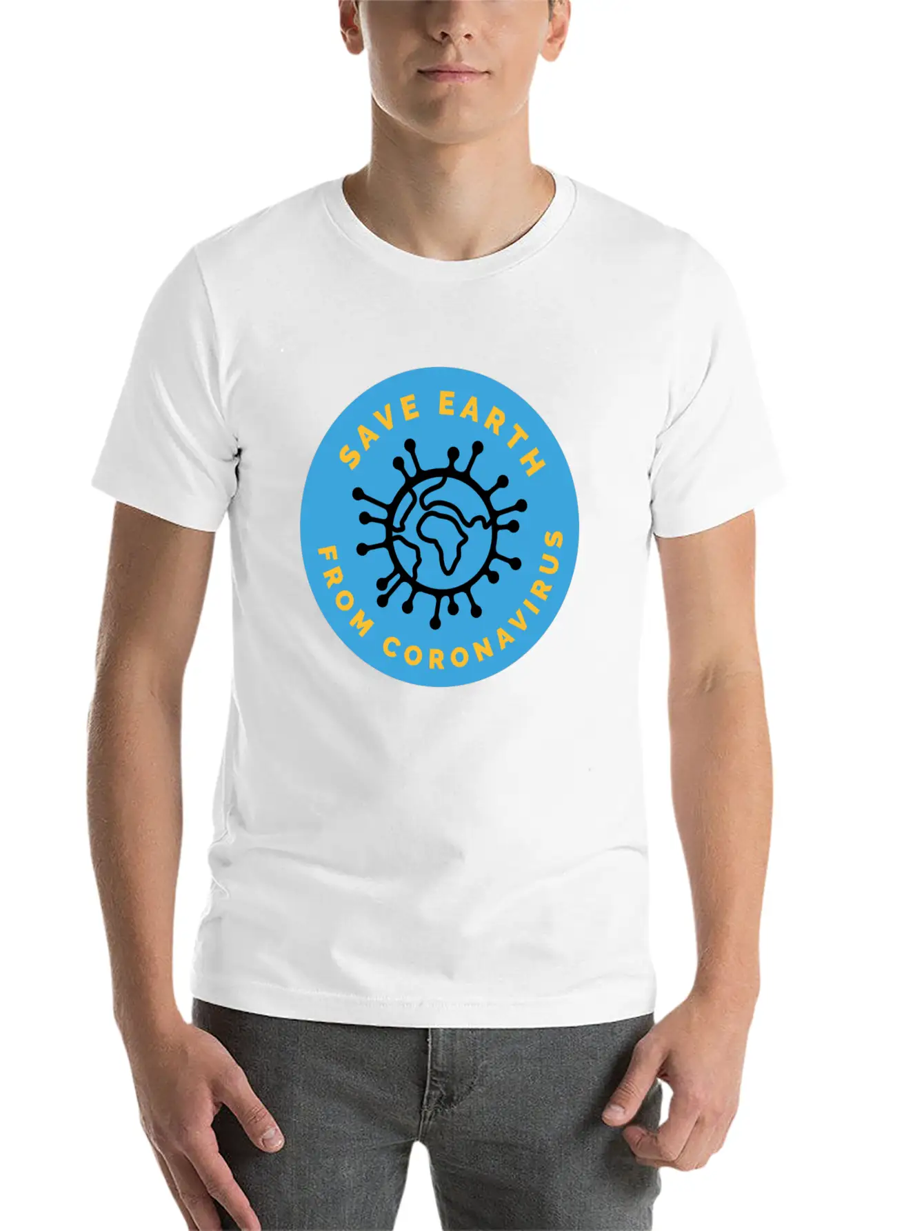Save Earth From Coronavirus Modern Fit Casual T-Shirt ��� Clean And Versatile Design