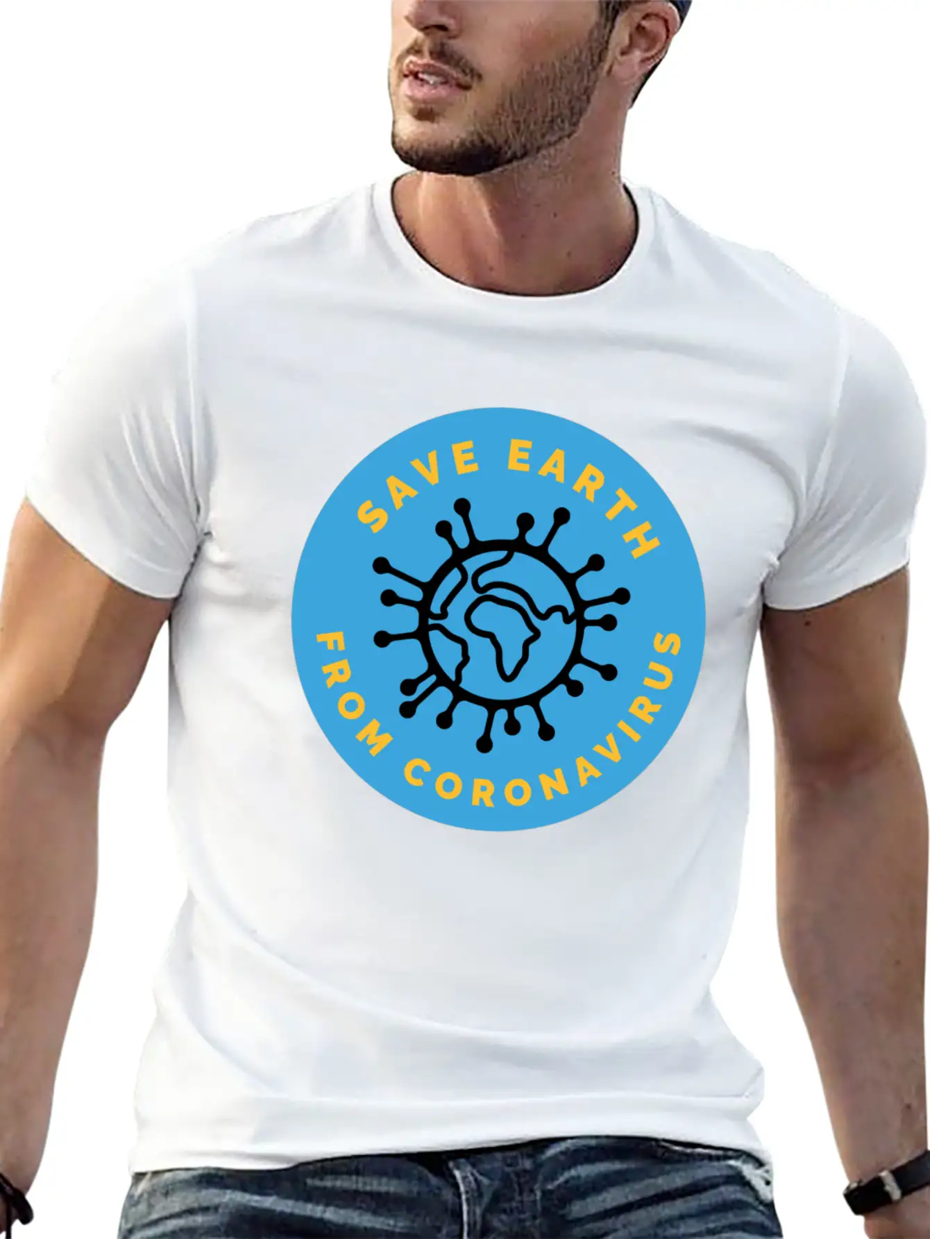 Save Earth From Coronavirus Modern Fit Casual T-Shirt ��� Clean And Versatile Design