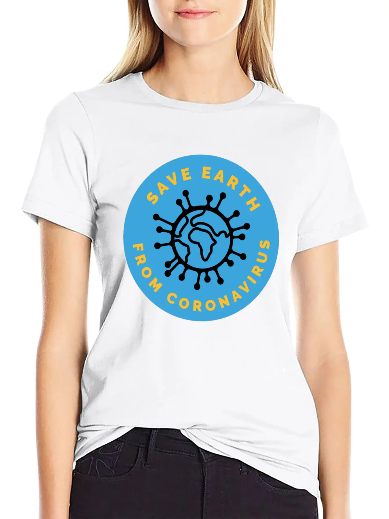 Save Earth From Coronavirus Modern Fit Casual T-Shirt ��� Clean And Versatile Design