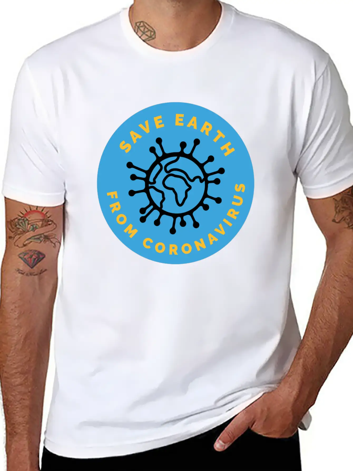 Save Earth From Coronavirus Modern Fit Casual T-Shirt ��� Clean And Versatile Design
