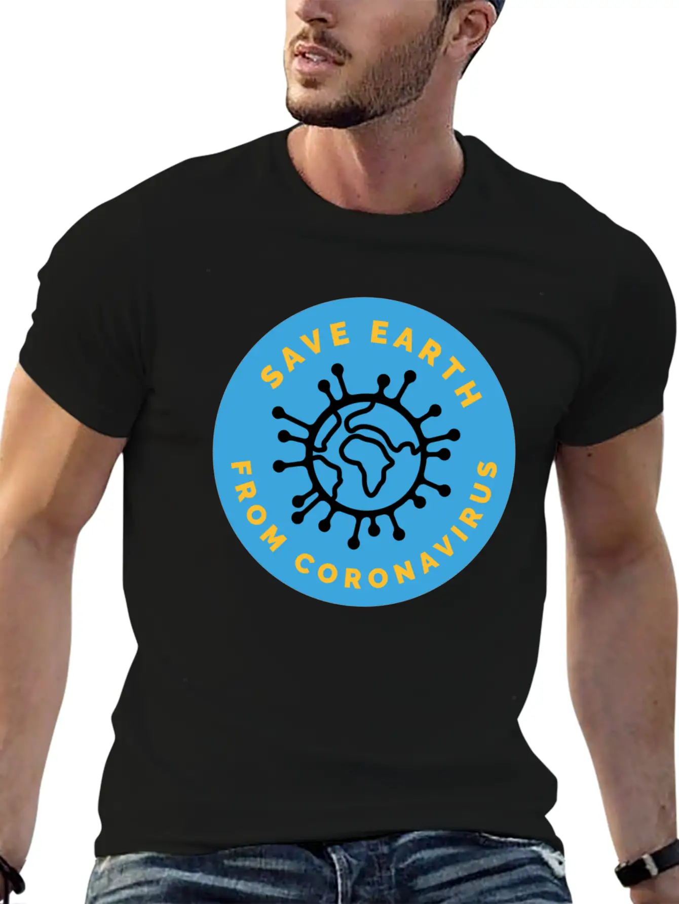 Save Earth From Coronavirus Modern Fit Casual T-Shirt ��� Clean And Versatile Design