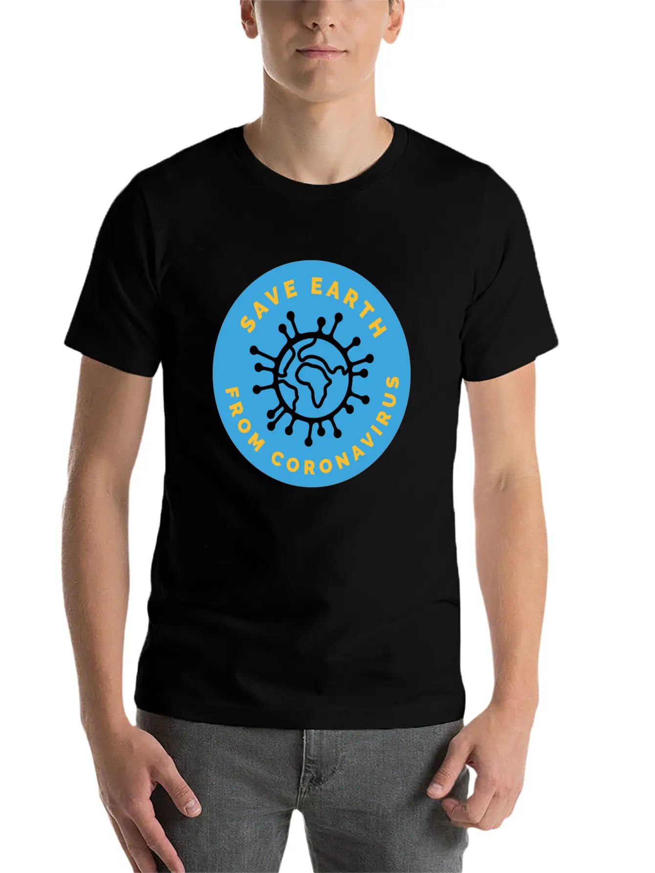 Save Earth From Coronavirus Modern Fit Casual T-Shirt ��� Clean And Versatile Design
